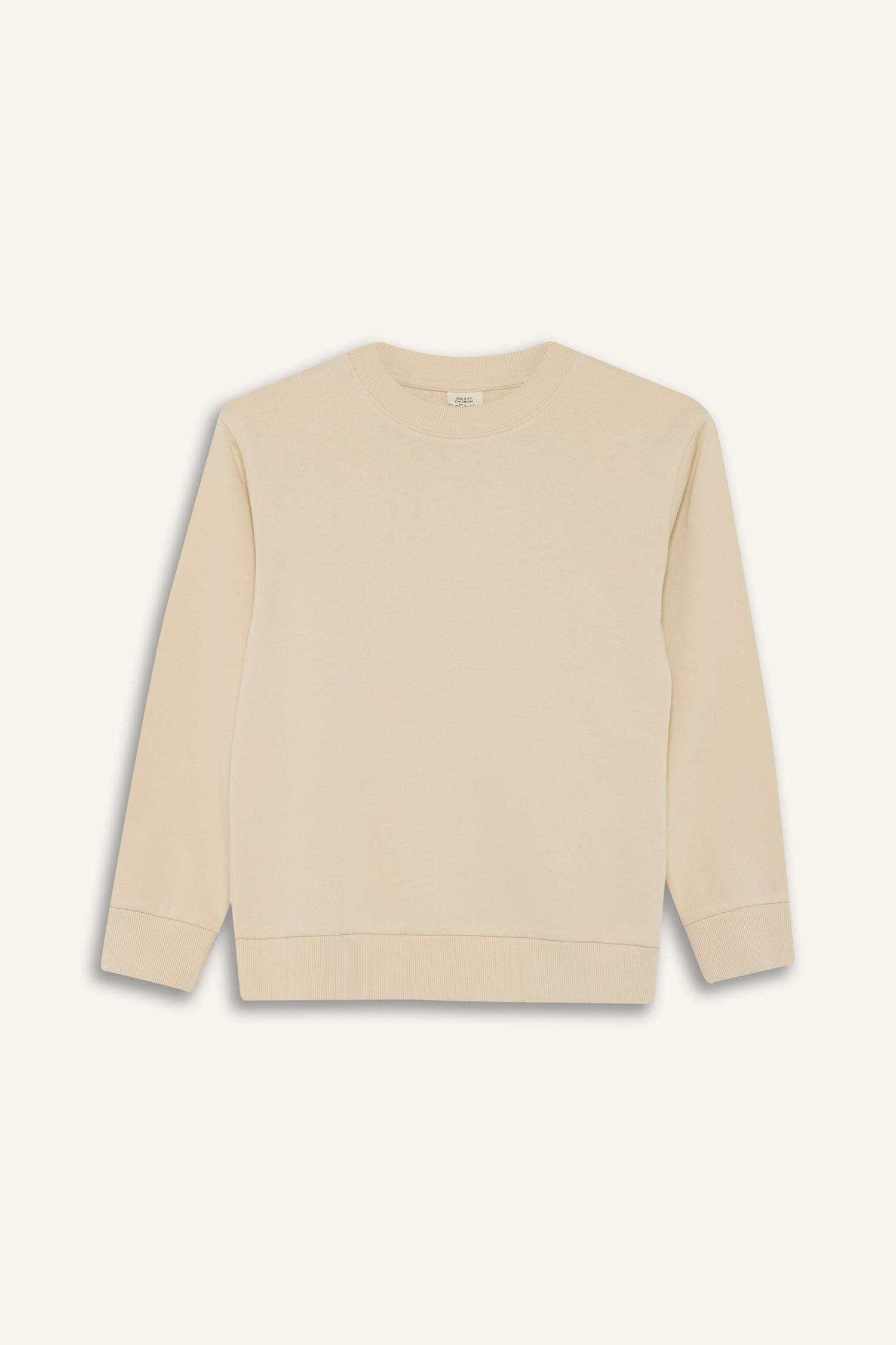 Толстовка для мальчика прямого кроя с круглым вырезом, однотонная