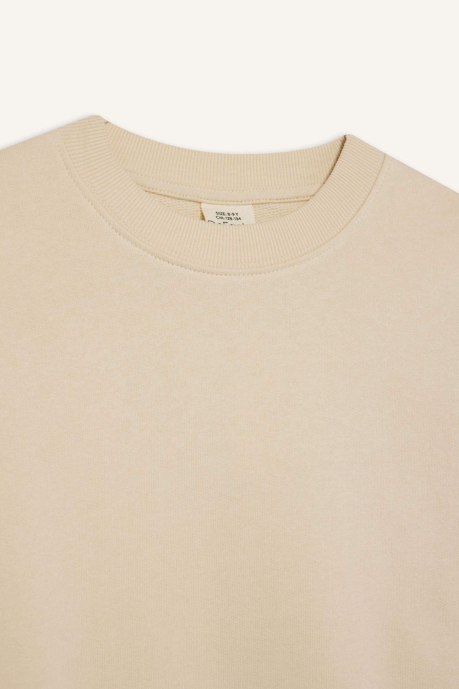 Толстовка для мальчика прямого кроя с круглым вырезом, однотонная