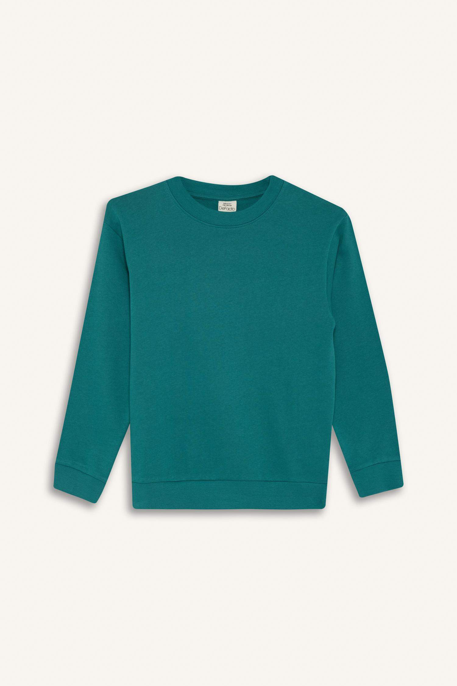 سويت شيرت ولادي بيزك سادة قصة عادية بياخة مستديرة