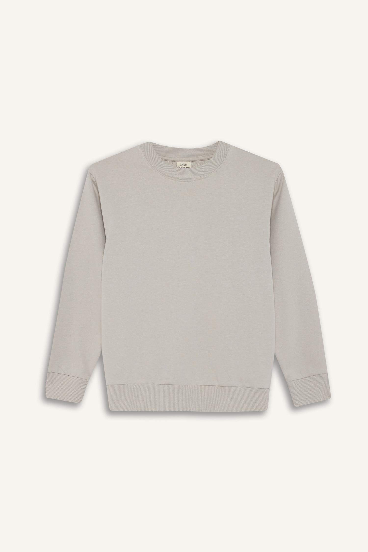 Толстовка для мальчика прямого кроя с круглым вырезом, однотонная