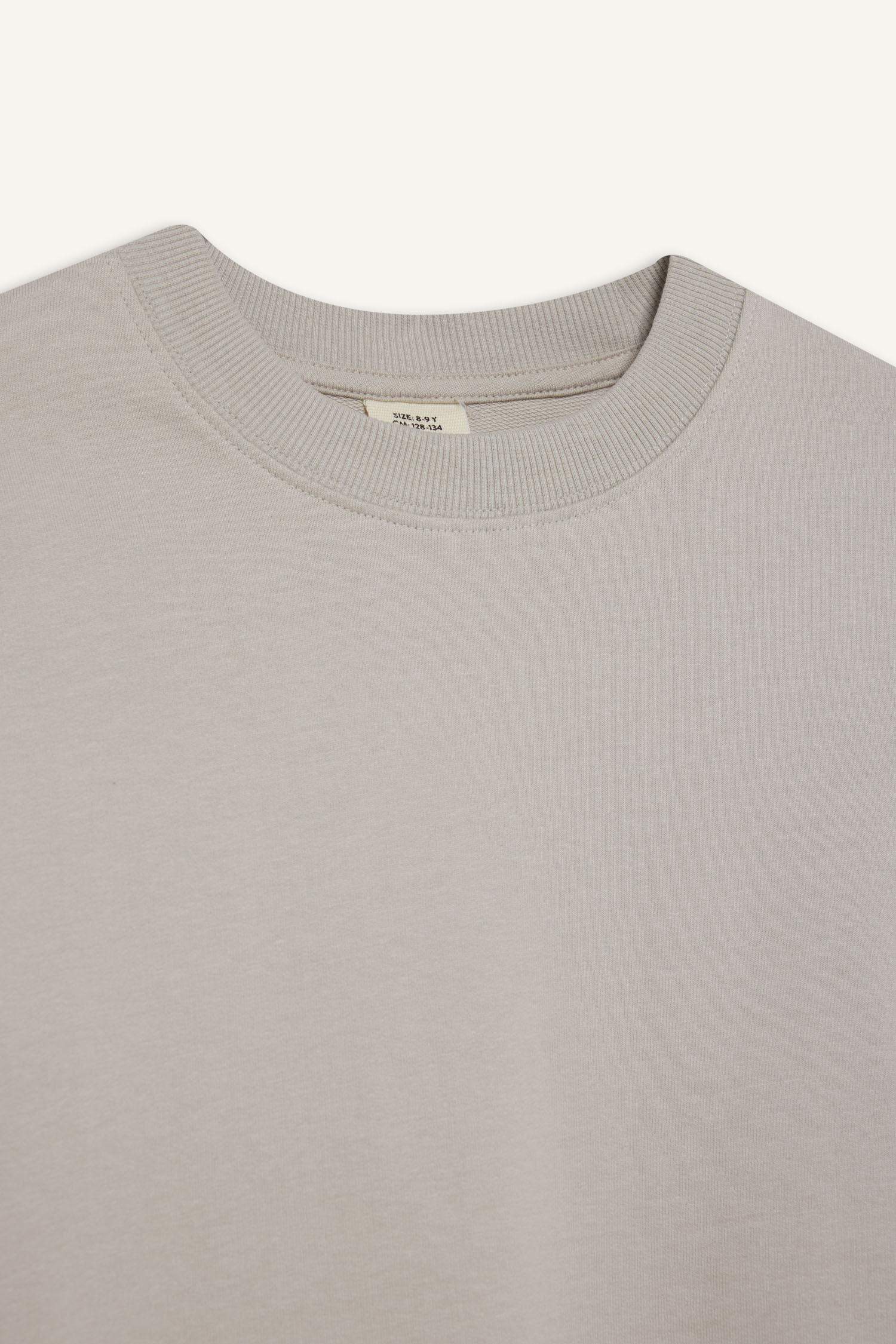 Толстовка для мальчика прямого кроя с круглым вырезом, однотонная