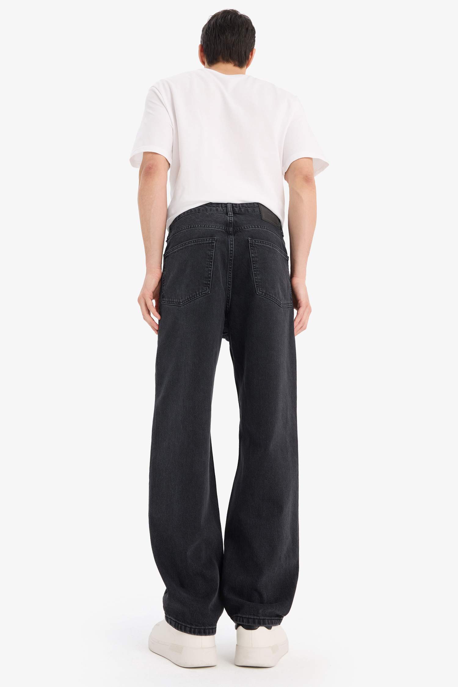 %100 Pamuk Baggy Fit Geniş Kalıp Düz Paça Jean Yıkamalı Pantolon