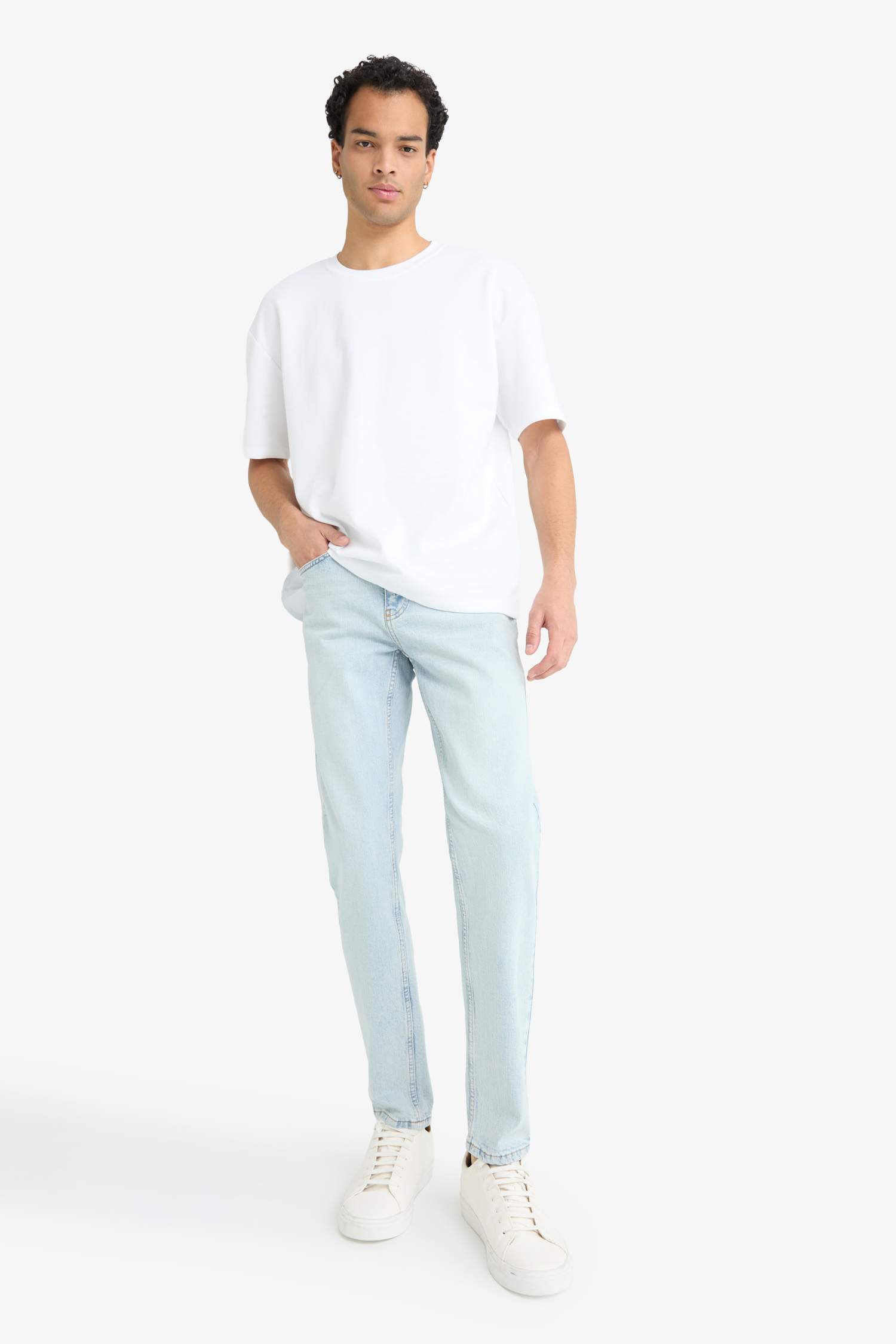 Slim Tapered Fit Dar Paça Jean Pantolon