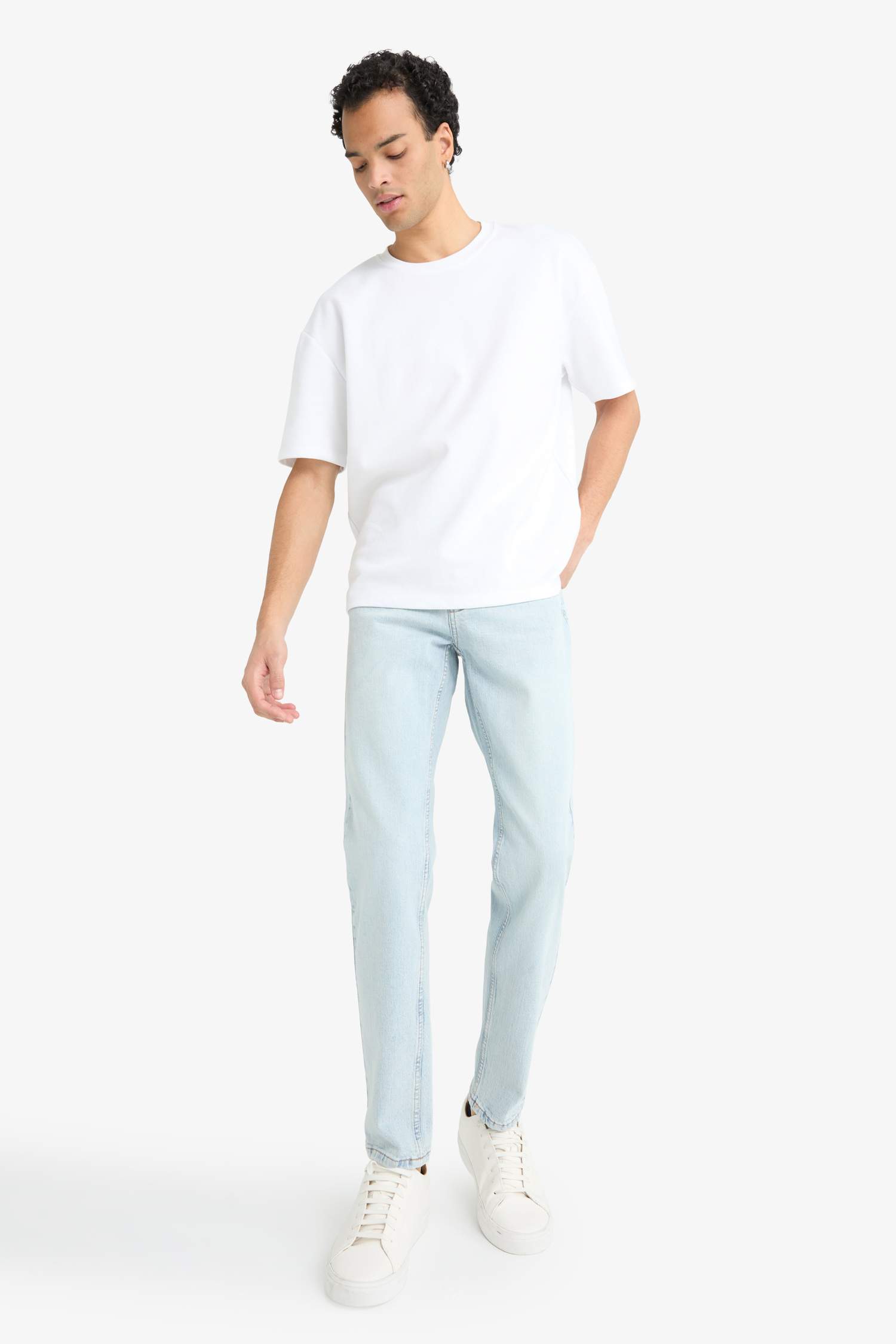 Slim Tapered Fit Dar Paça Jean Pantolon