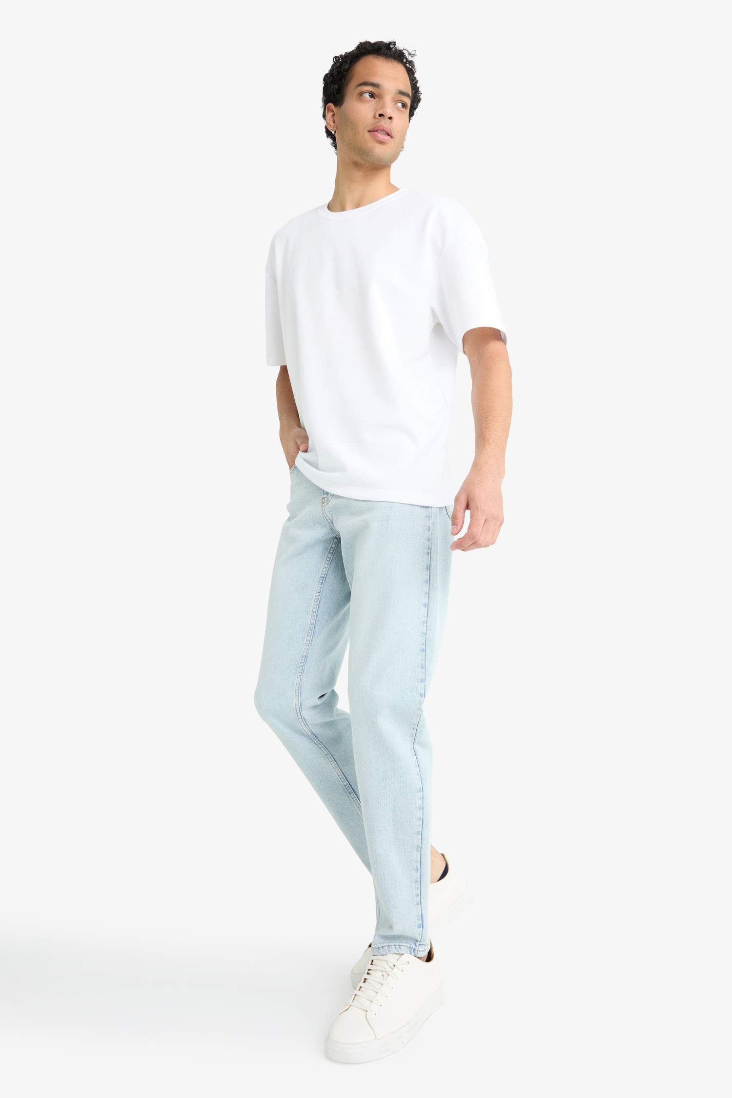 Slim Tapered Fit Dar Paça Jean Pantolon