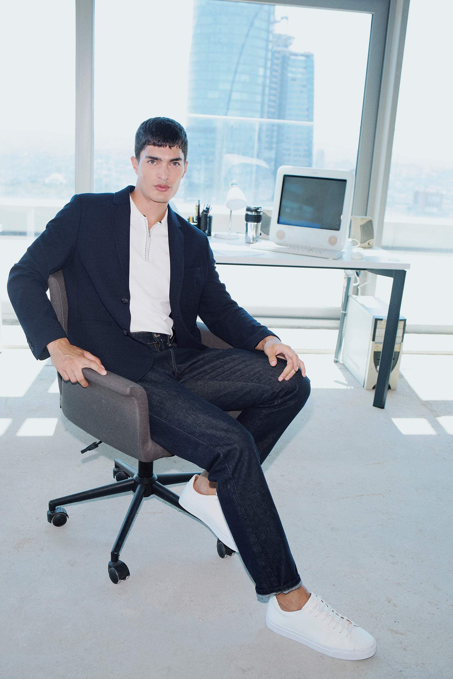 سترة بليزر مودرن فيت محبوك