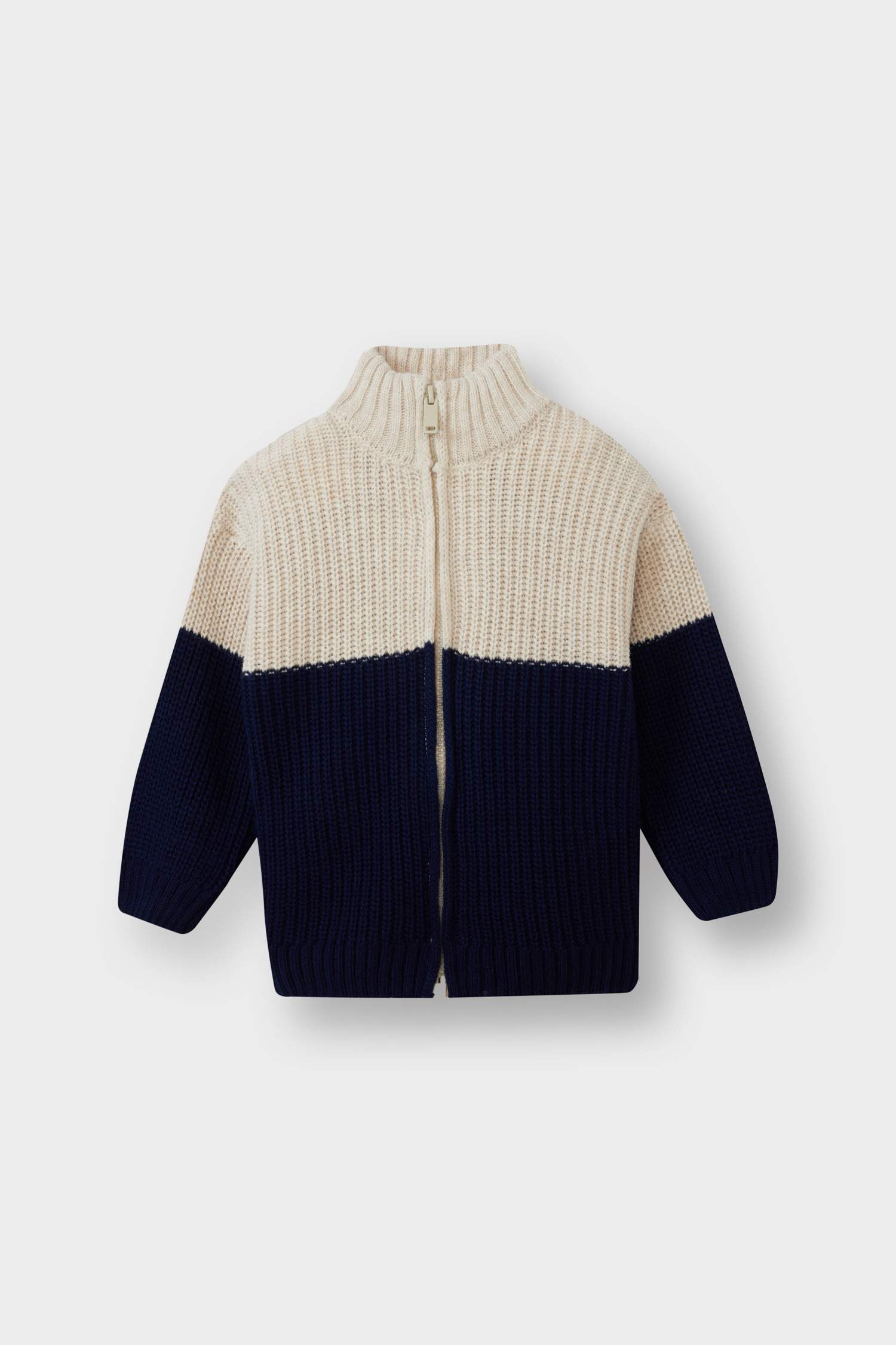 Baby Boy Color Block Zippered Knit Cardigan