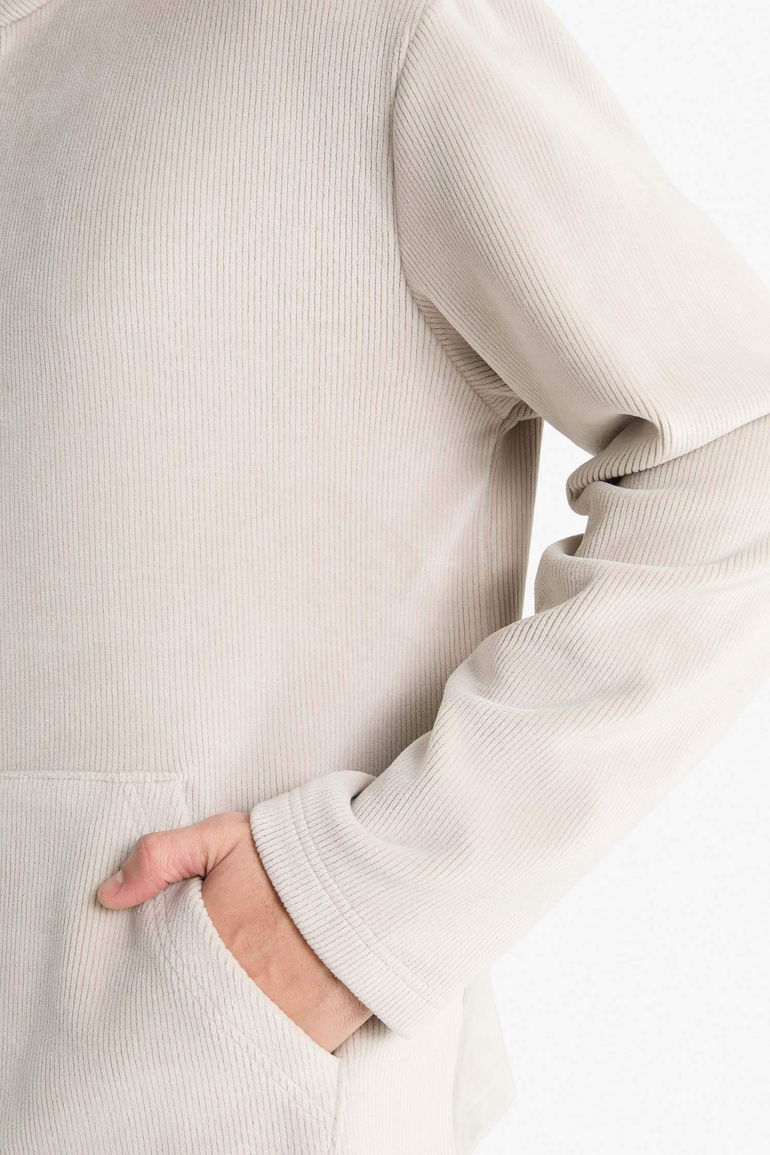 Regular Fit Dik Yaka Yarım Fermuarlı Kadife Sweatshirt