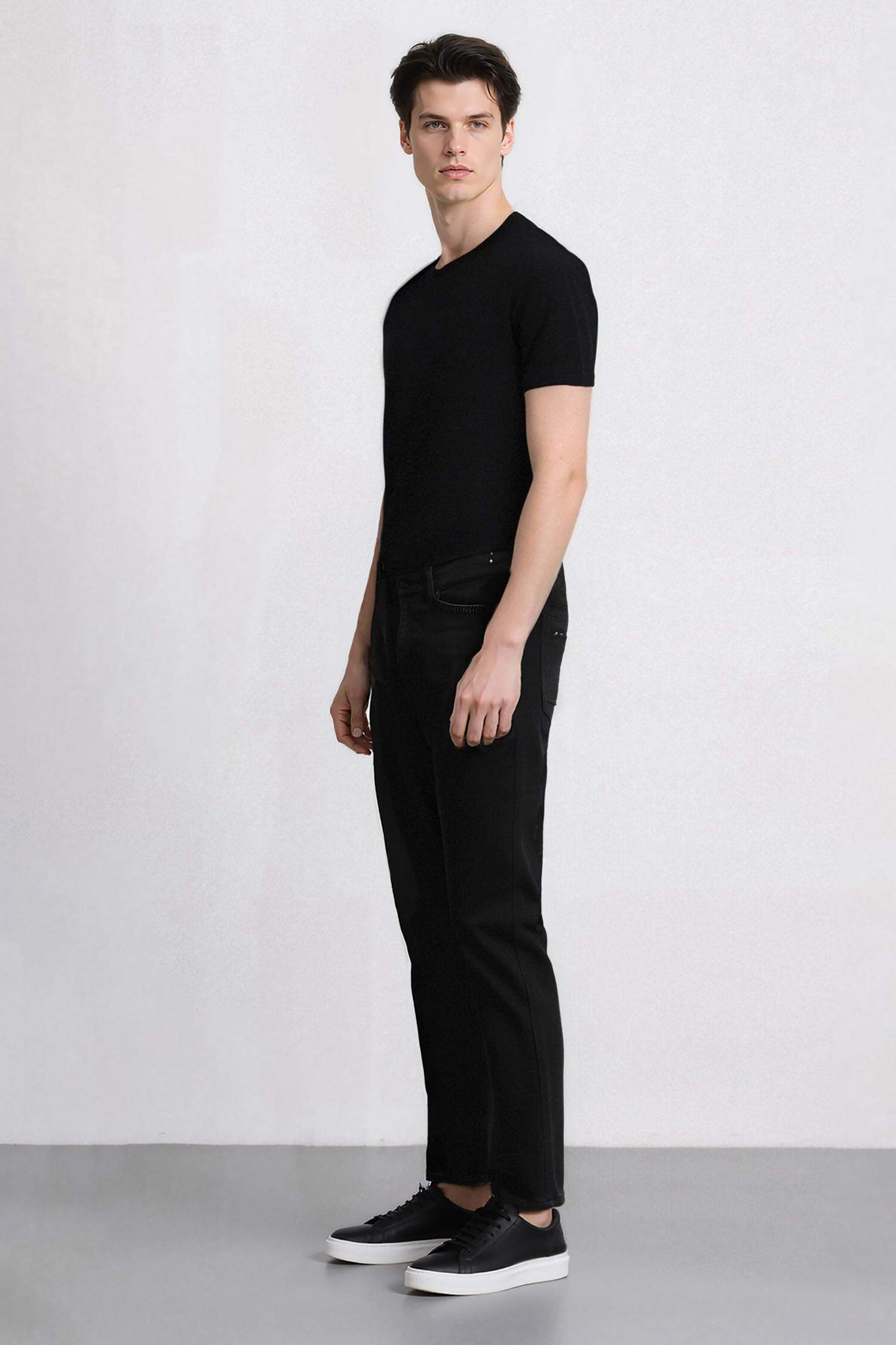 Sergio Regular Fit Normal Kalıp Normal Bel Boru Paça Siyah Jean Pantolon