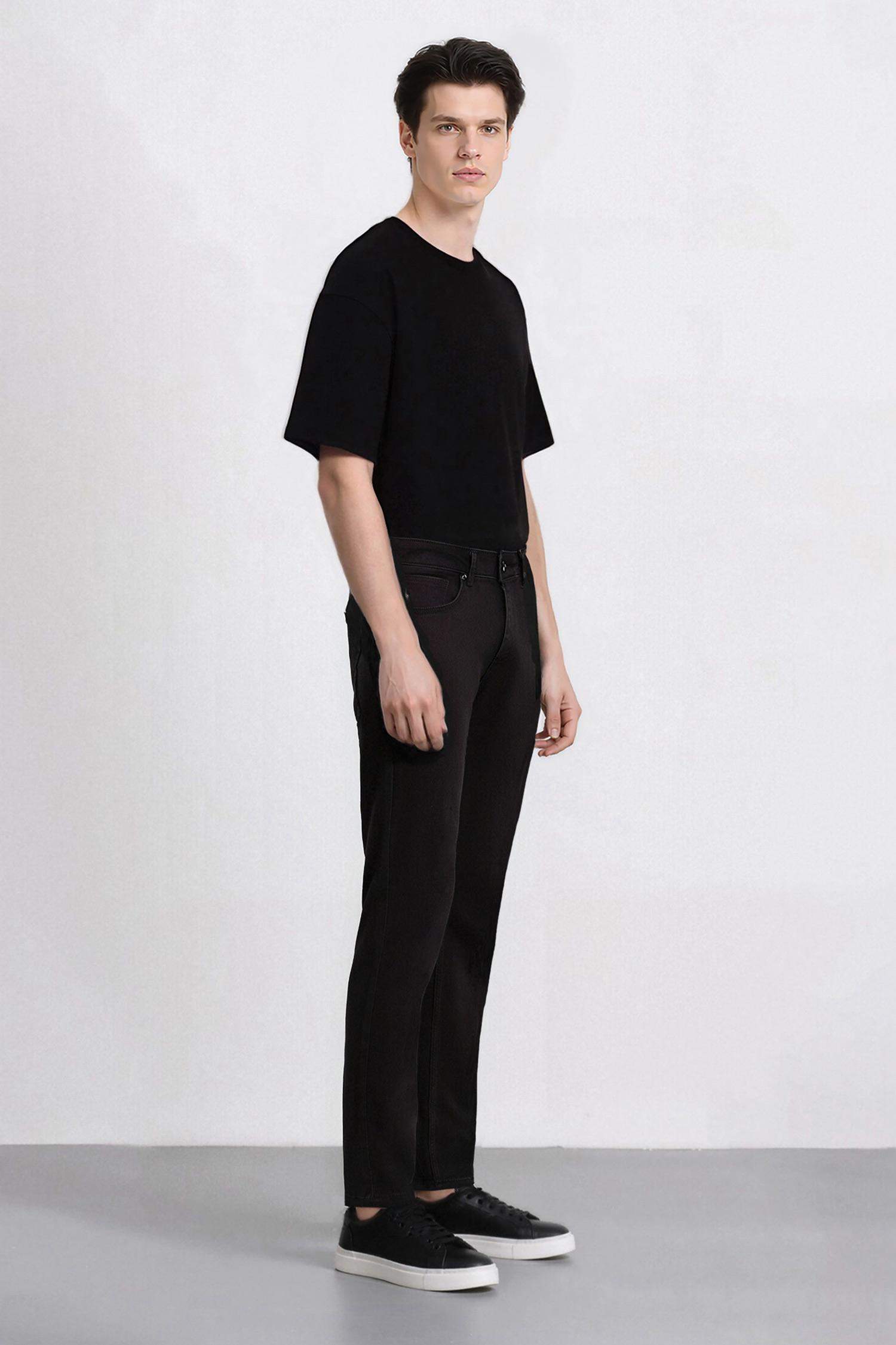 Sergio Regular Fit Normal Kalıp Normal Bel Boru Paça Siyah Jean Pantolon