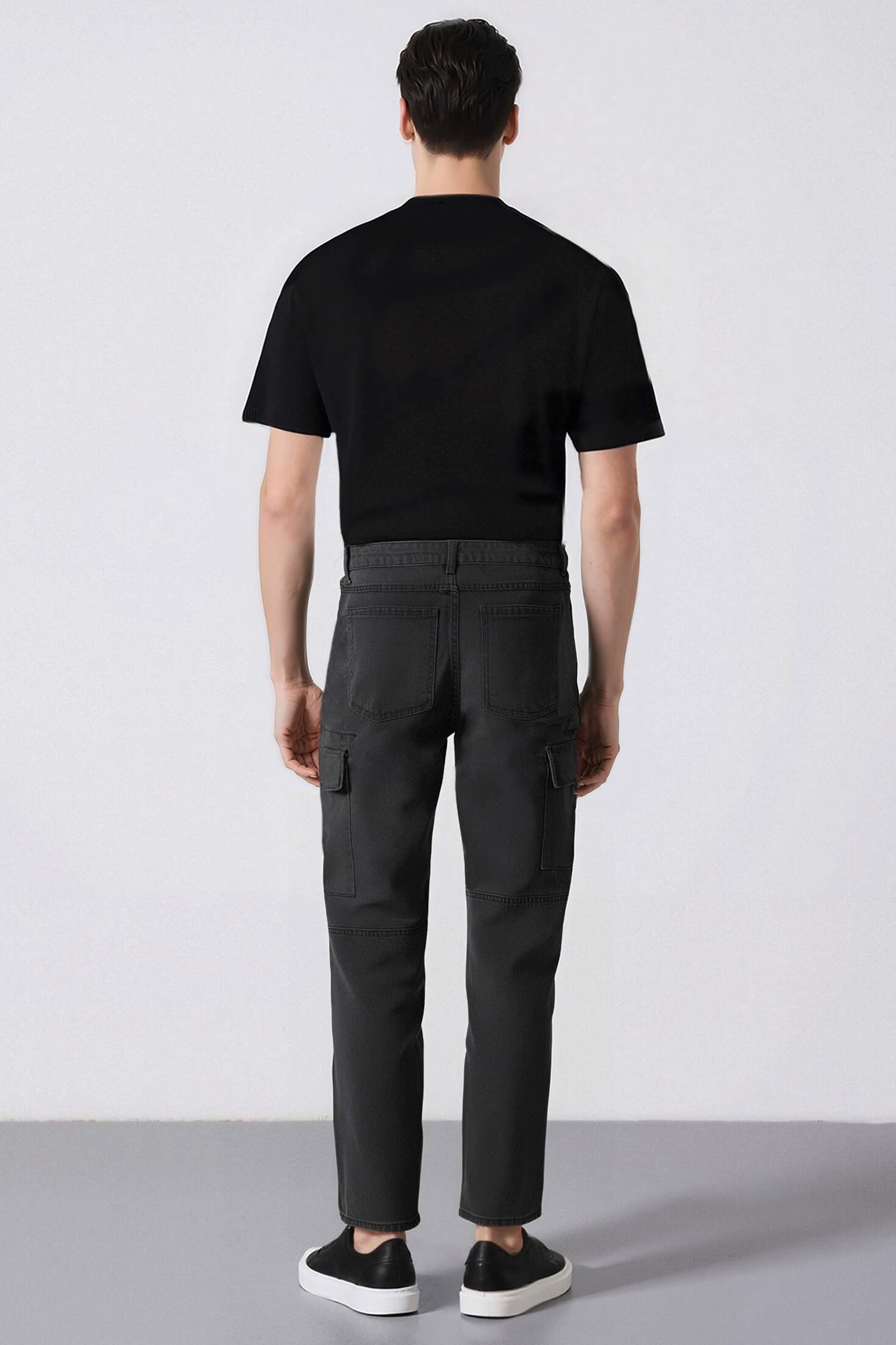 %100 Pamuk Relax Fit Rahat Kesim Düz Paça Kargo Cepli Jean Pantolon