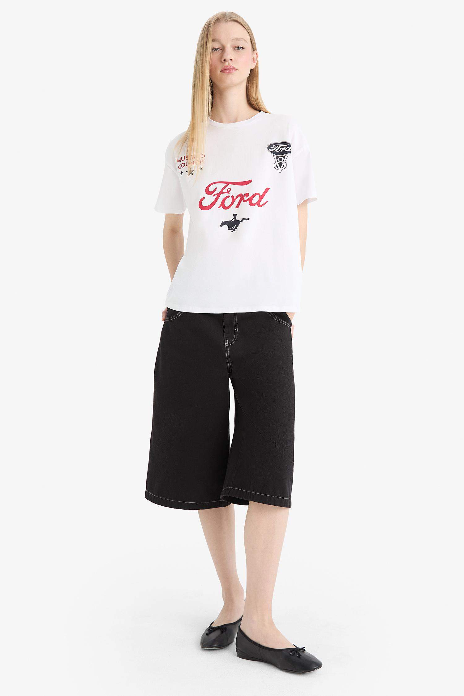 Coool Ford Motor Company Oversize Geniş Kalıp Sırt Baskılı Kısa Kollu Tişört