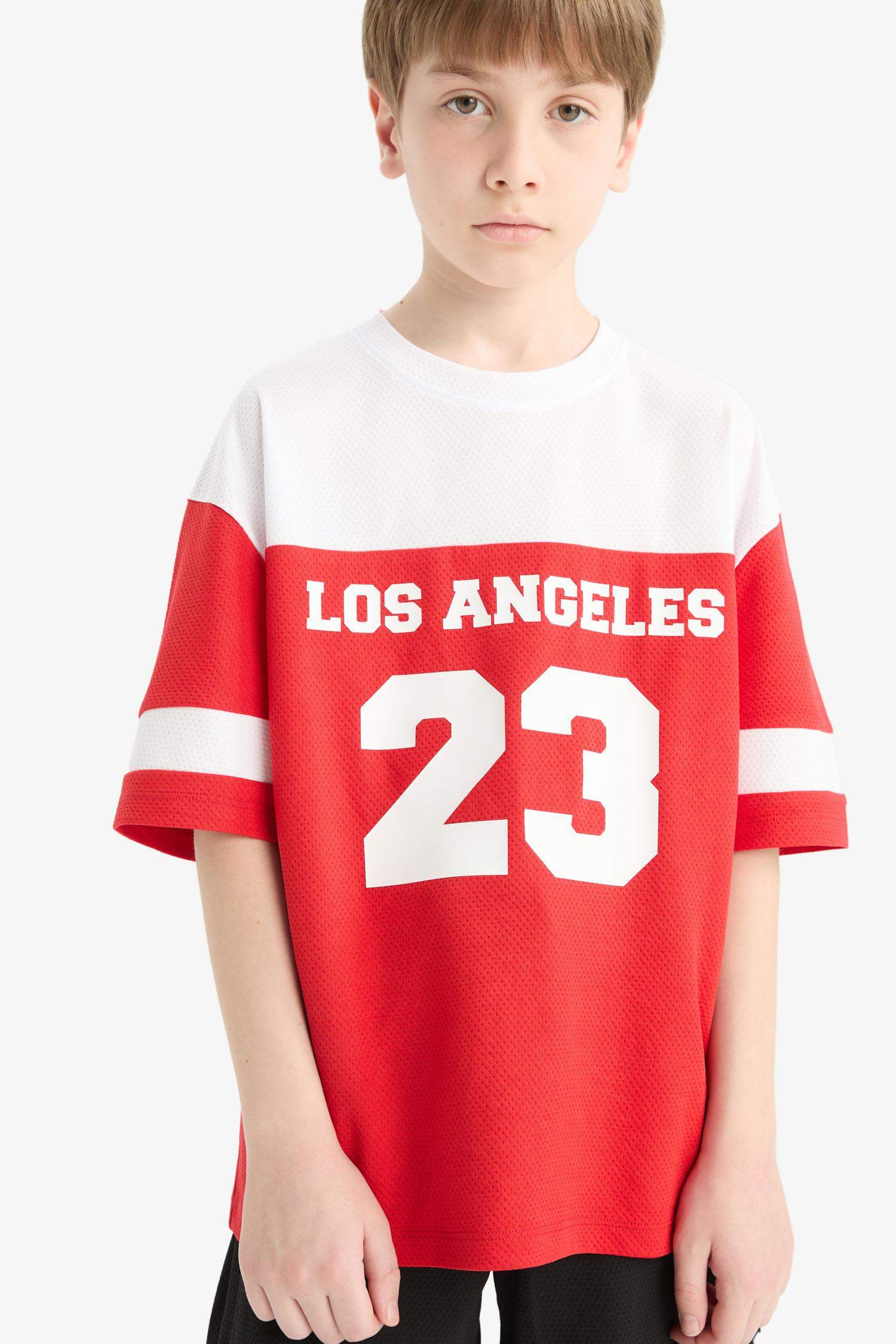 Boy Oversize Fit Crew Neck Color Block Printed T-Shirt
