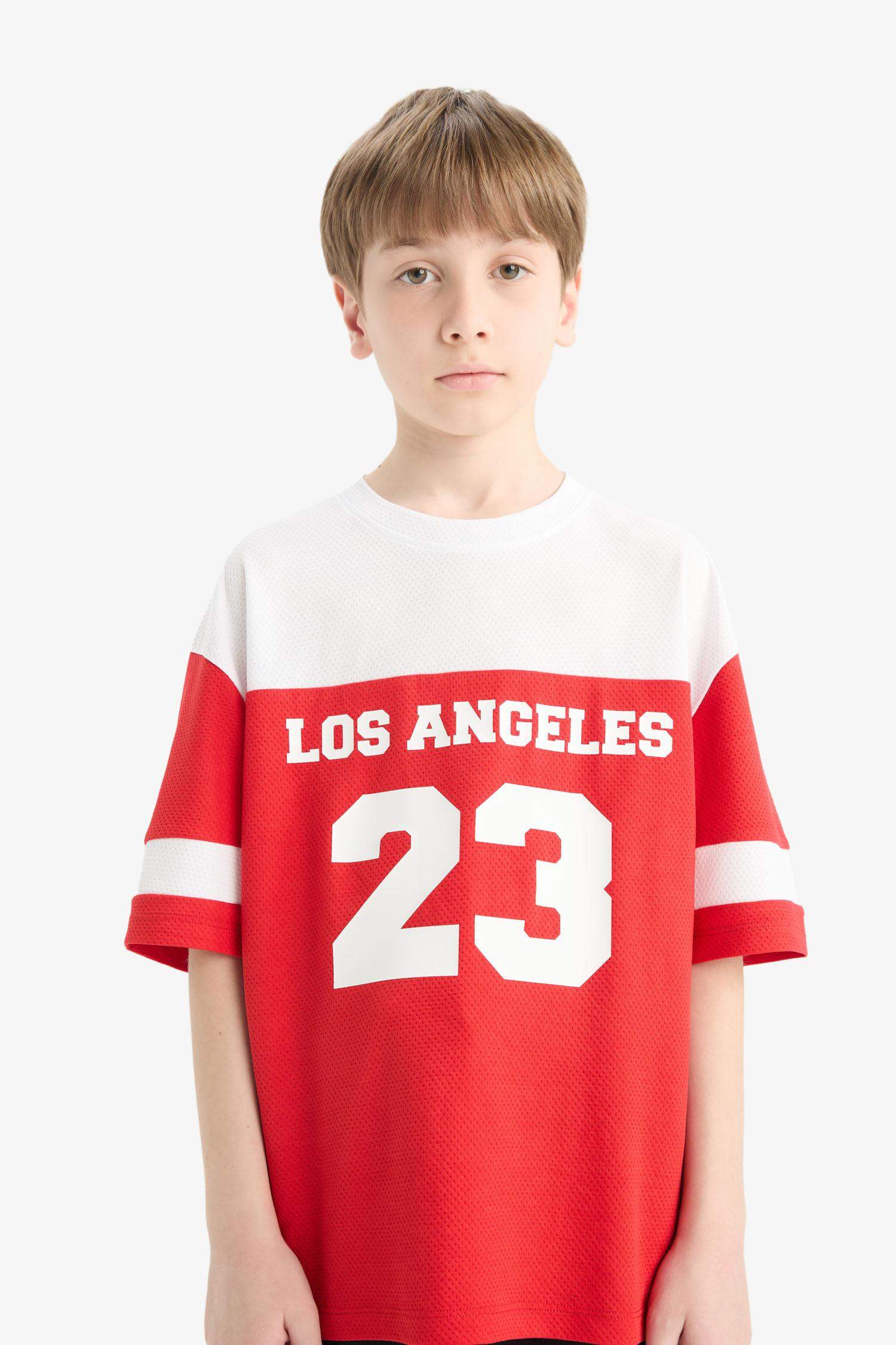 Boy Oversize Fit Crew Neck Color Block Printed T-Shirt