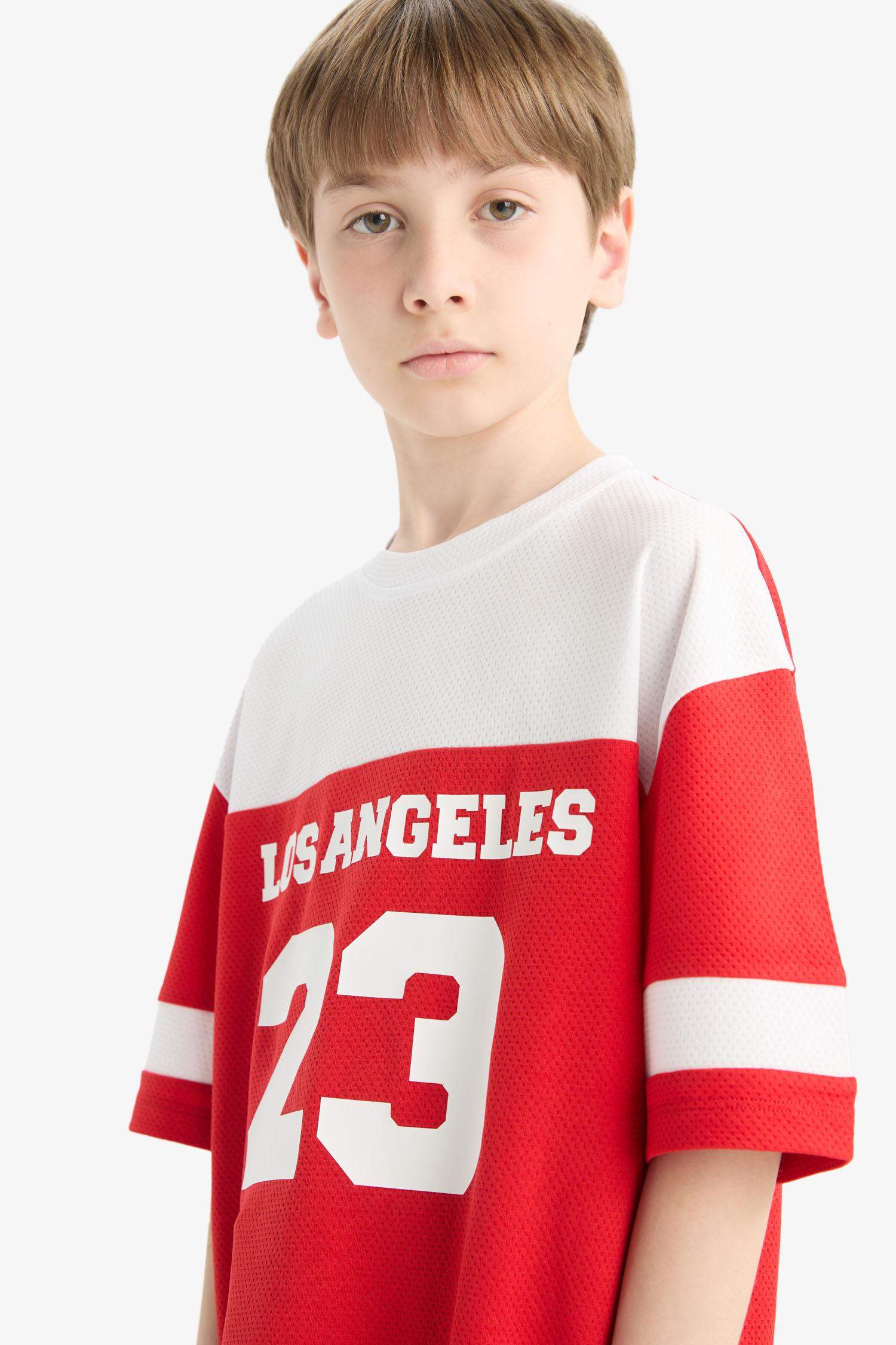 Boy Oversize Fit Crew Neck Color Block Printed T-Shirt