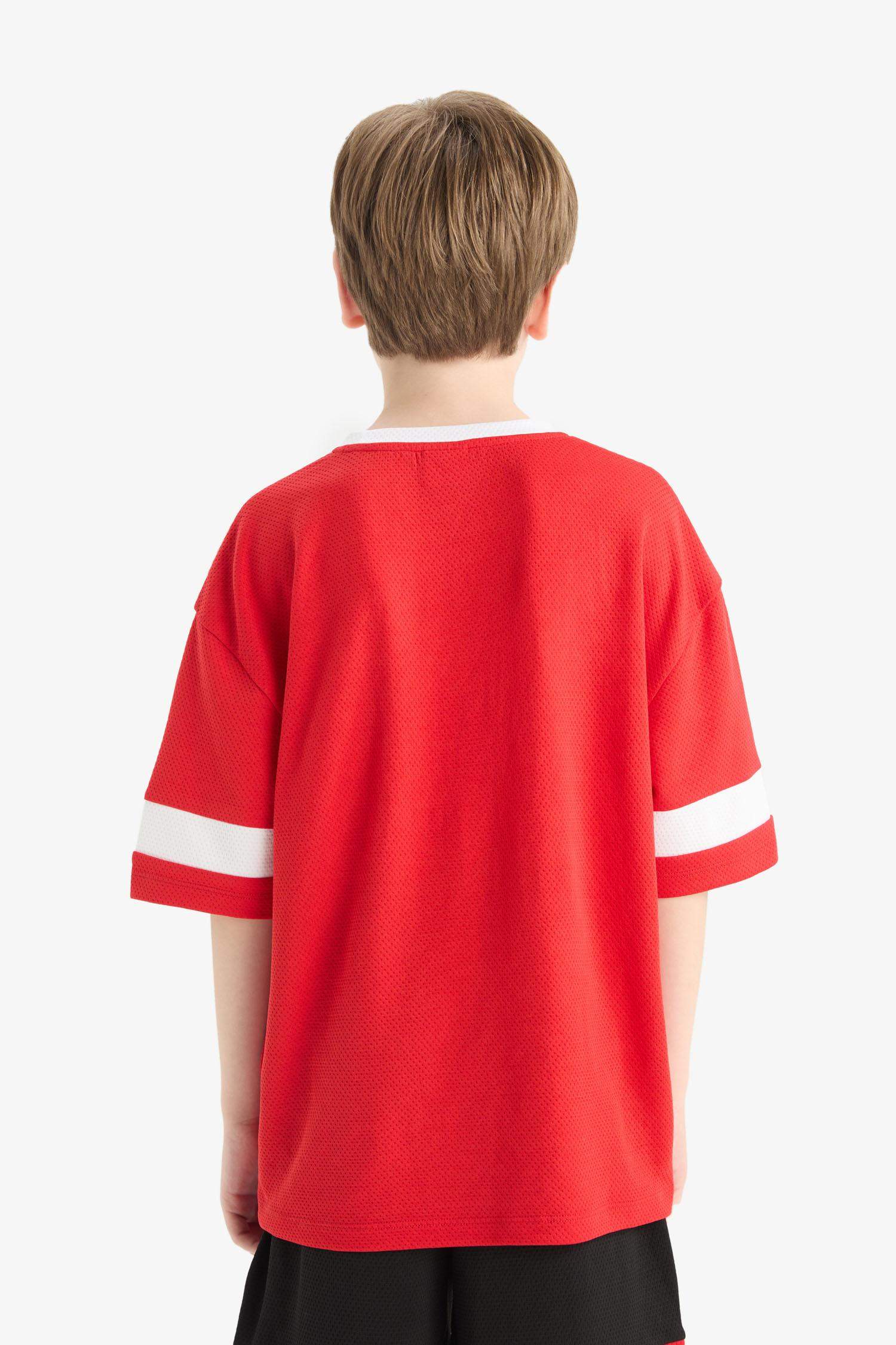 Boy Oversize Fit Crew Neck Color Block Printed T-Shirt