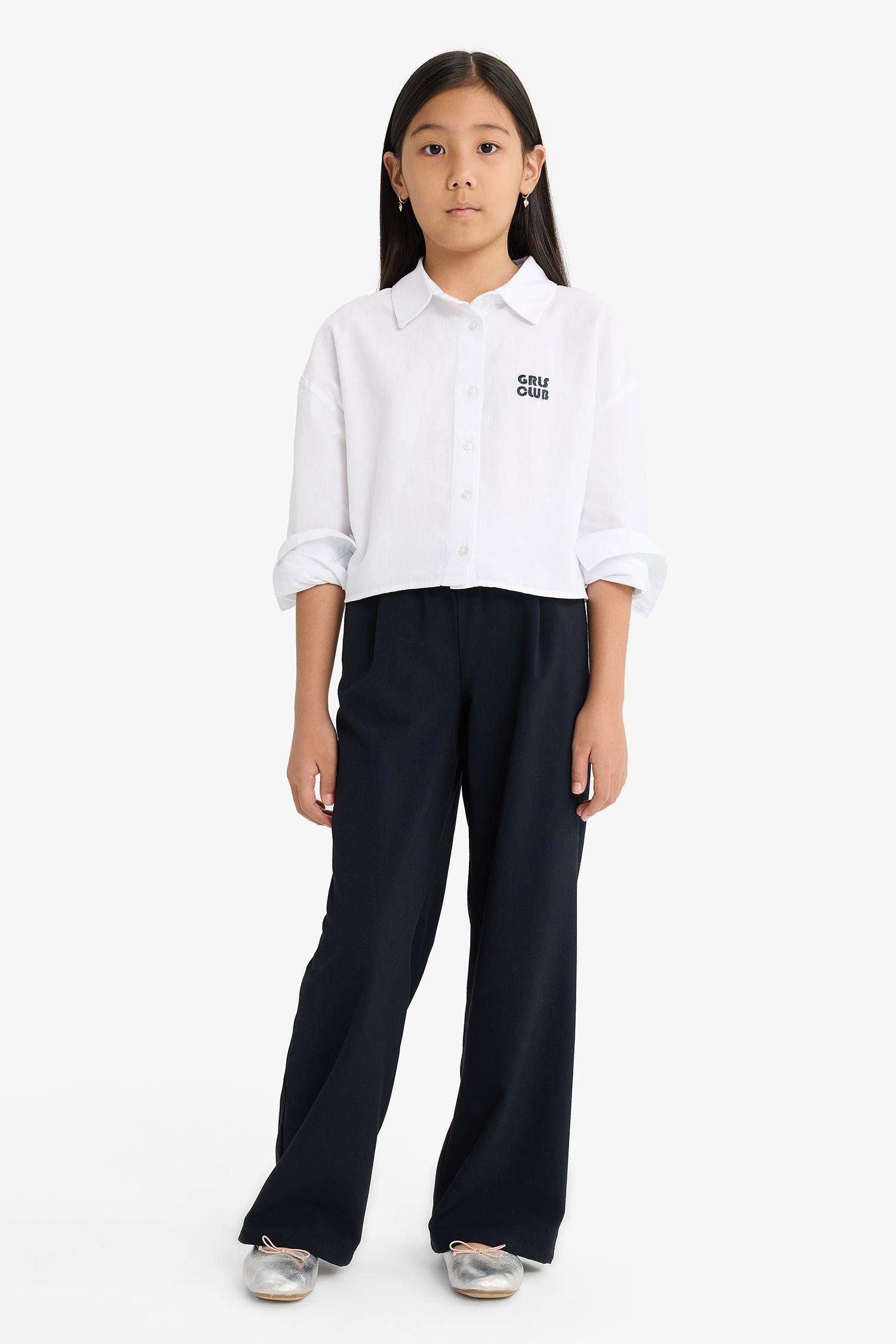 بنطلون بناتي وايد ليج برجل واسع