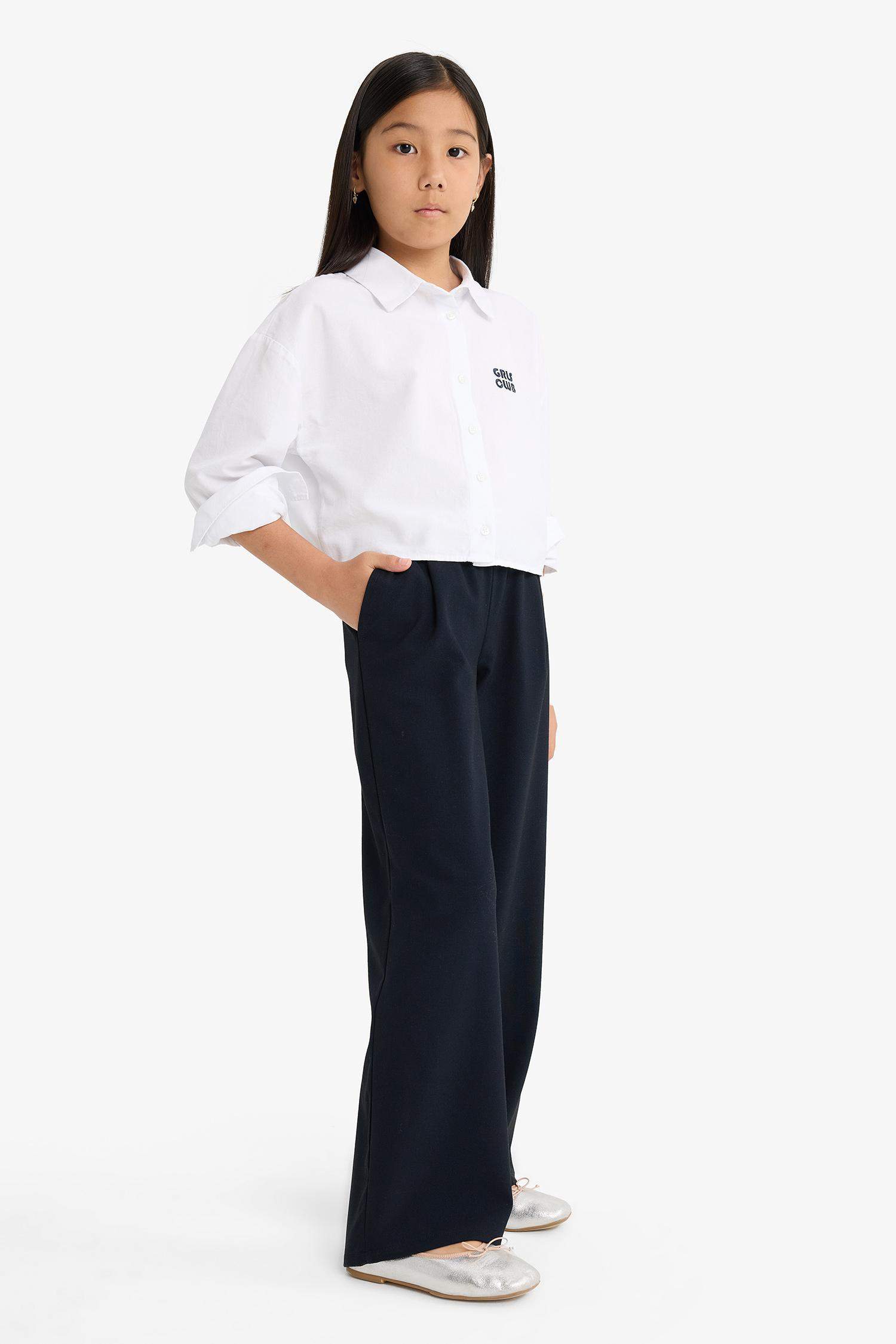 بنطرون بناتي قصة مستقيمة برجل واسع