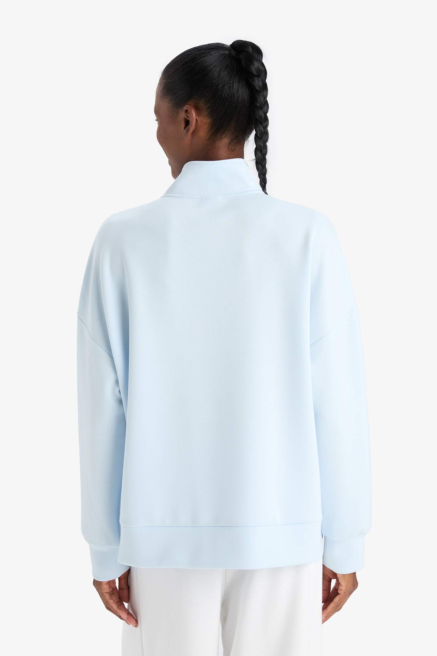 DeFactoFit Oversize Fit Collar Scuba Dive Fabric Sports Sweatshirt