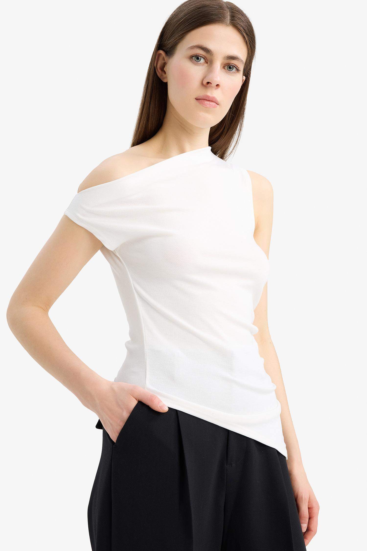 Әйелдерге слим пішімі бір иық Ішкөйлек