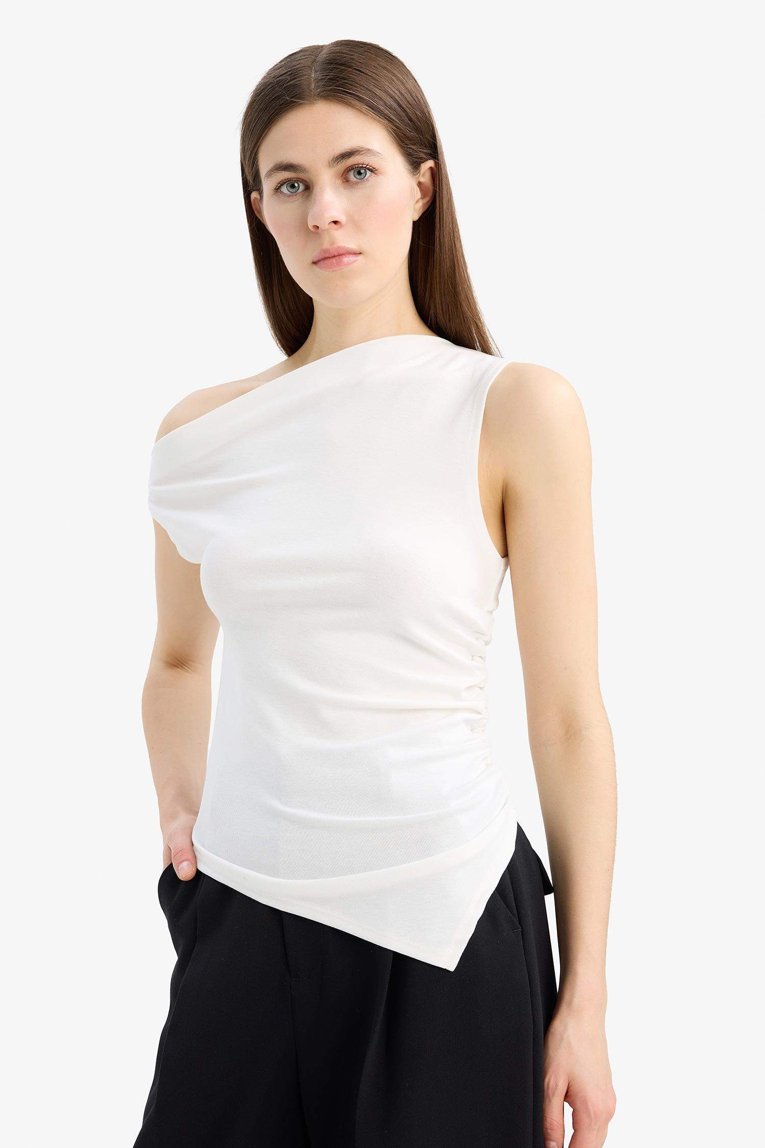 Әйелдерге слим пішімі бір иық Ішкөйлек