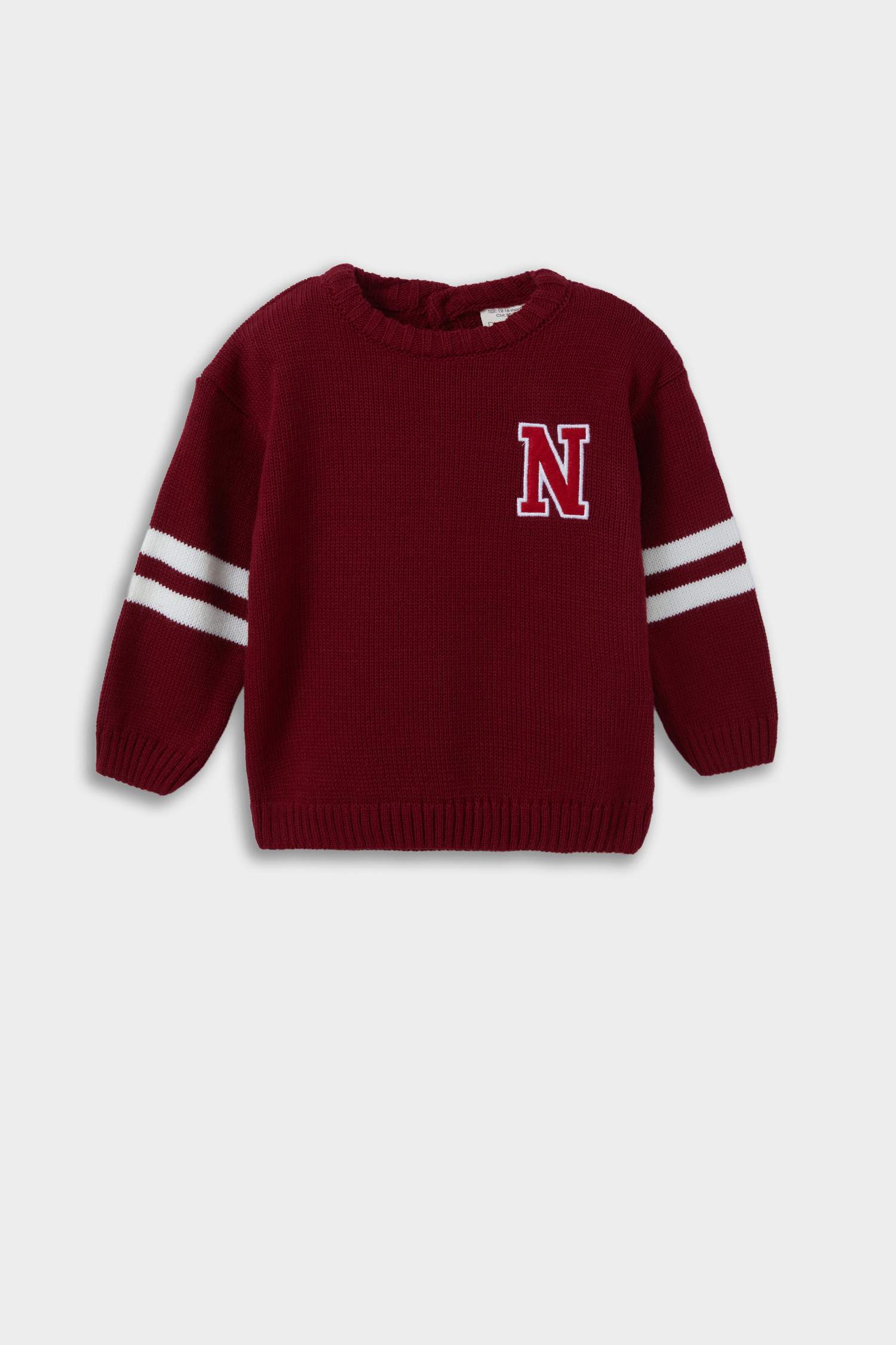 بلوفر اولادي بطبعة شعار قصة عادية بياقة مستديرة