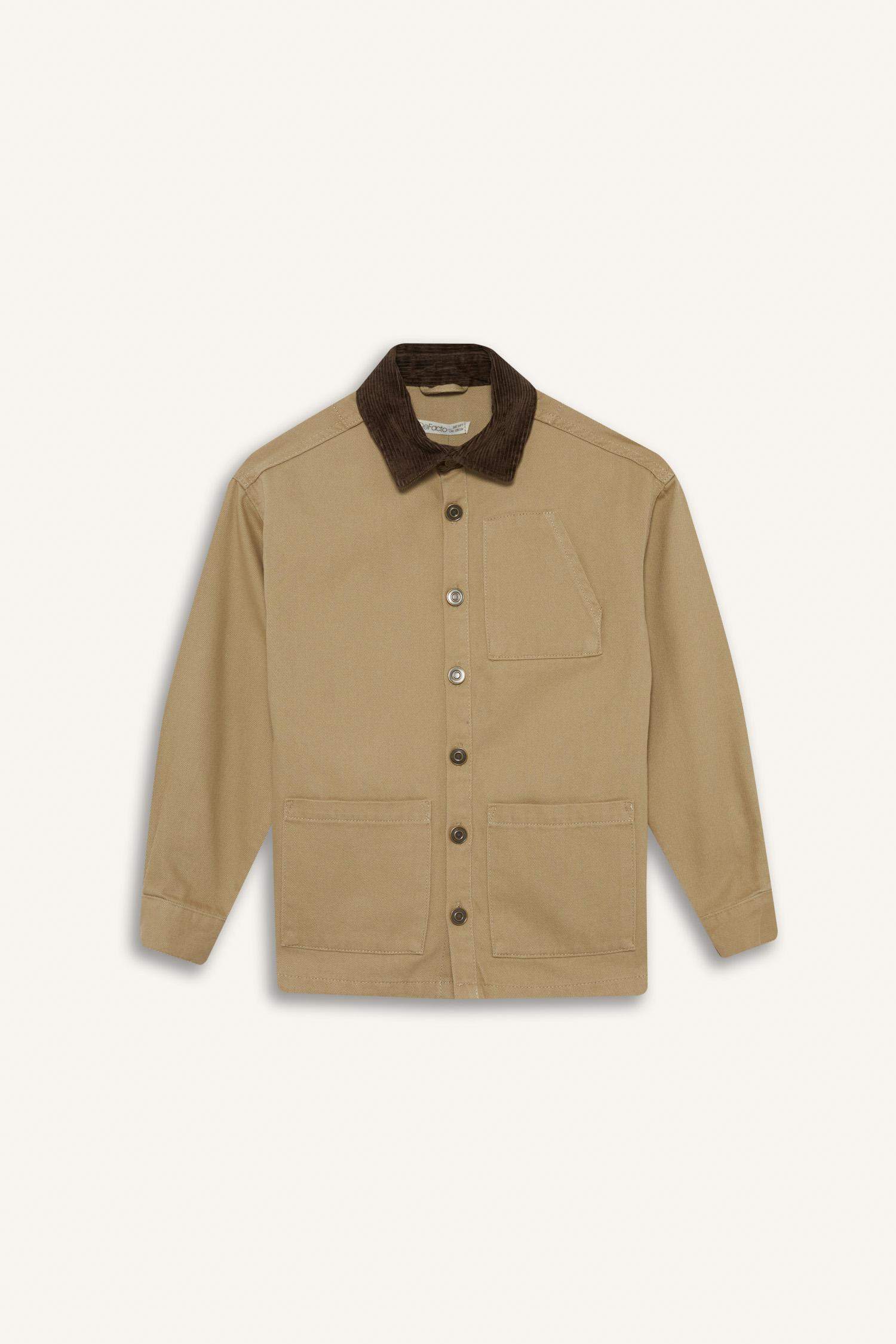 Boy Oversize Fit Polo Neck Gabardine Shirt