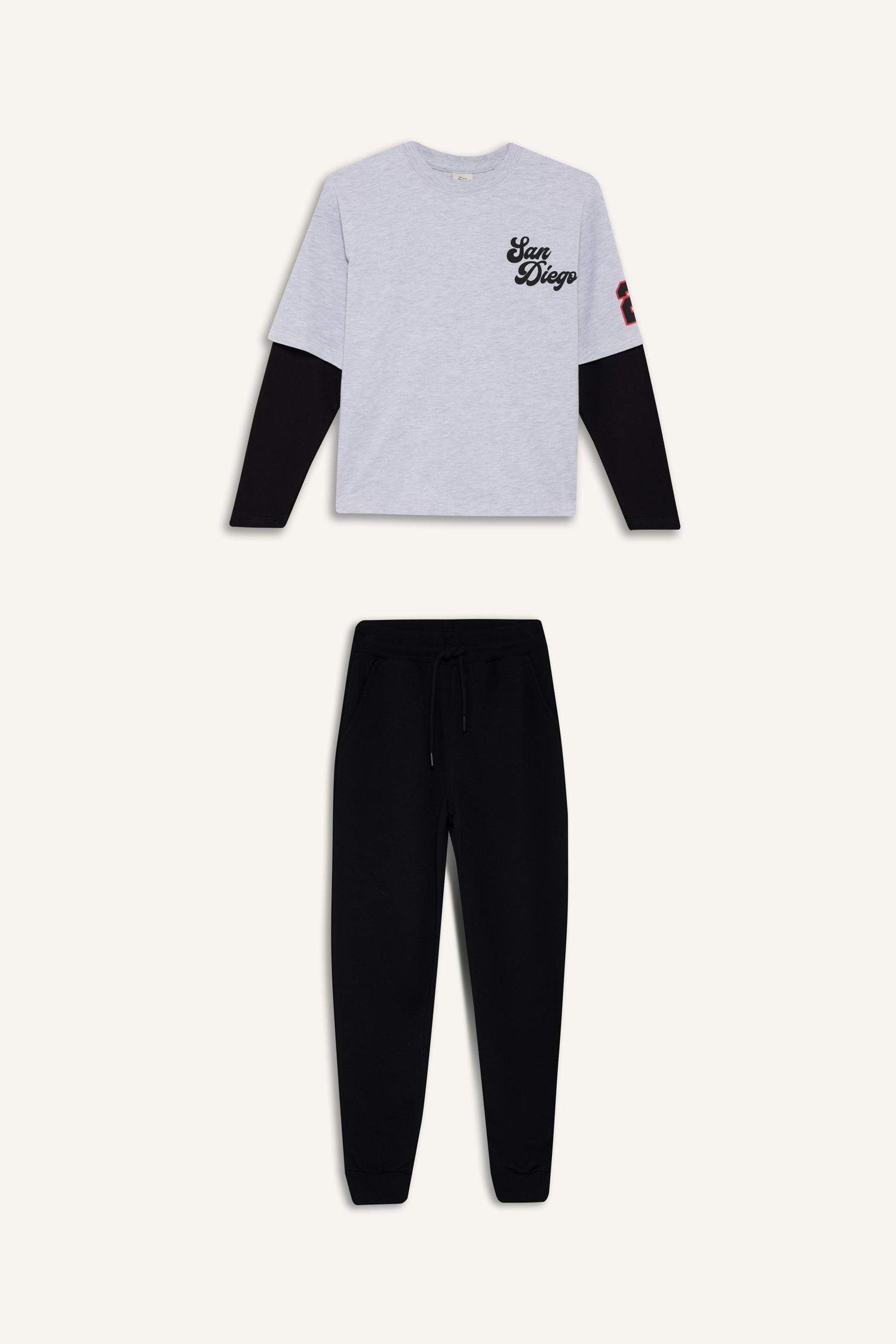 Erkek Çocuk 2'li Takım Baskılı Sweatshirt Eşofman Altı