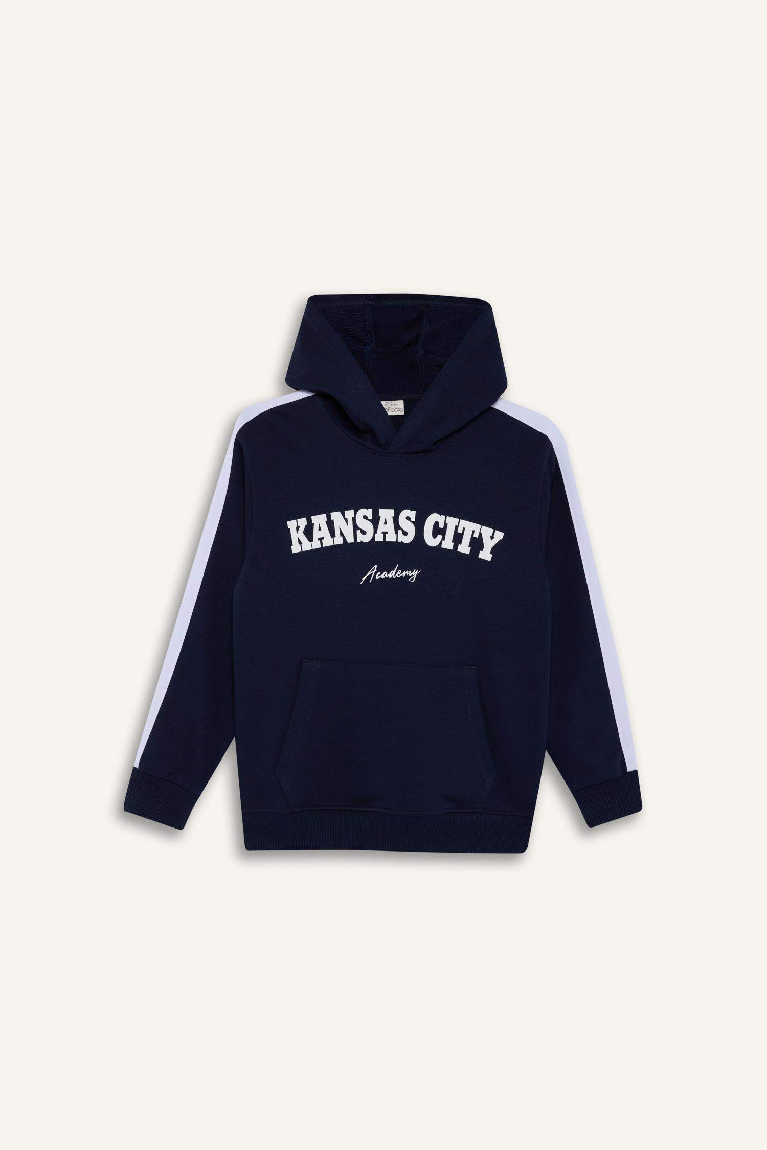 Erkek Çocuk 2'li Takım Kapüşonlu Baskılı Sweatshirt Eşofman Altı