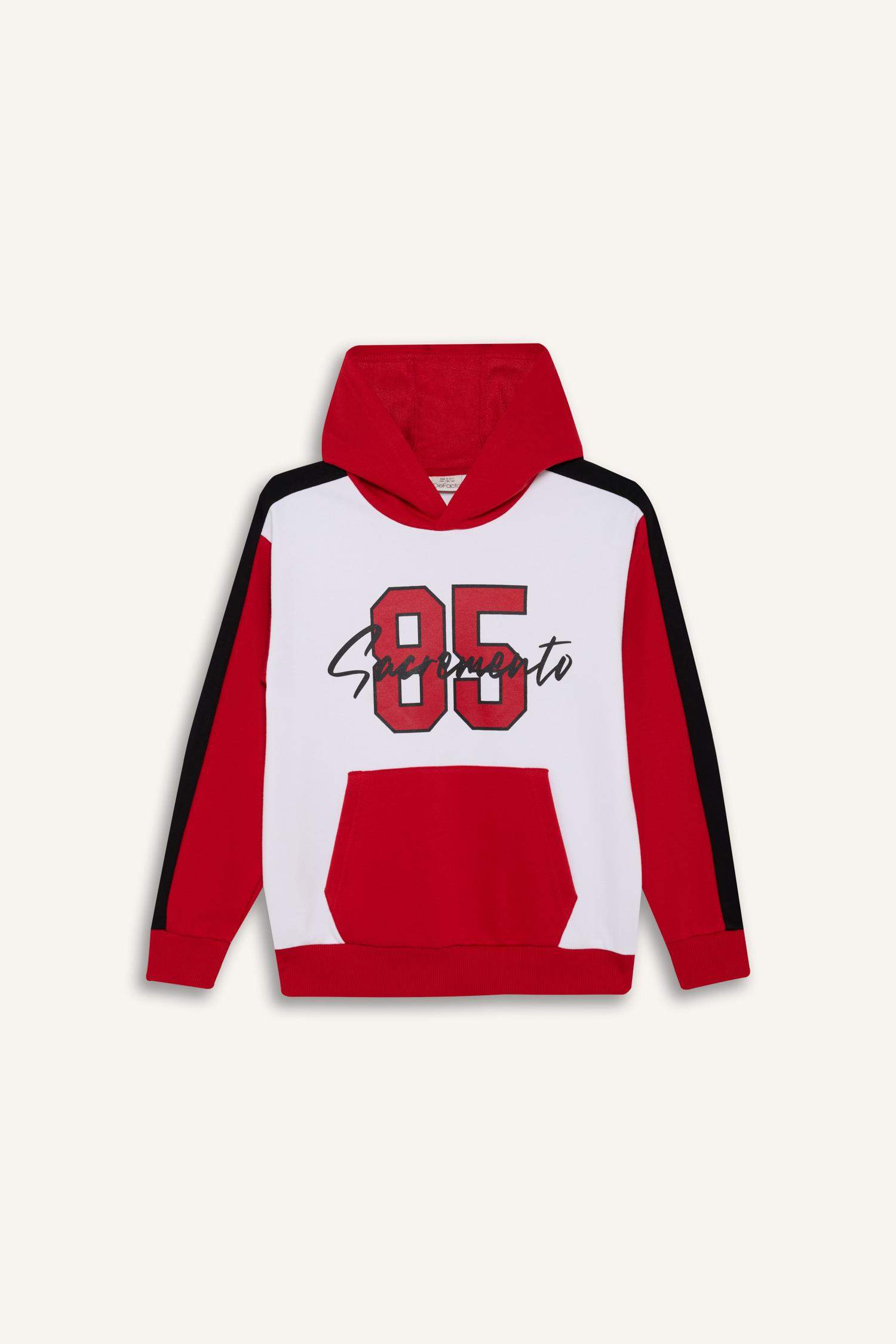 Erkek Çocuk 2'li Takım Kapüşonlu Baskılı Sweatshirt Eşofman Altı