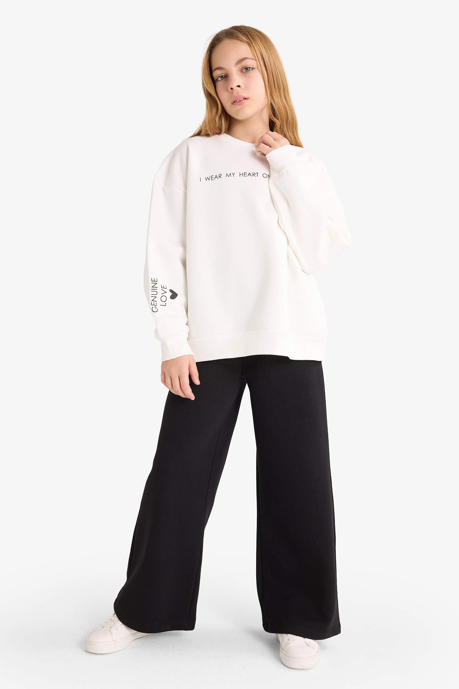 Kız Çocuk 2'li Takım Baskılı Sweatshirt Eşofman Altı