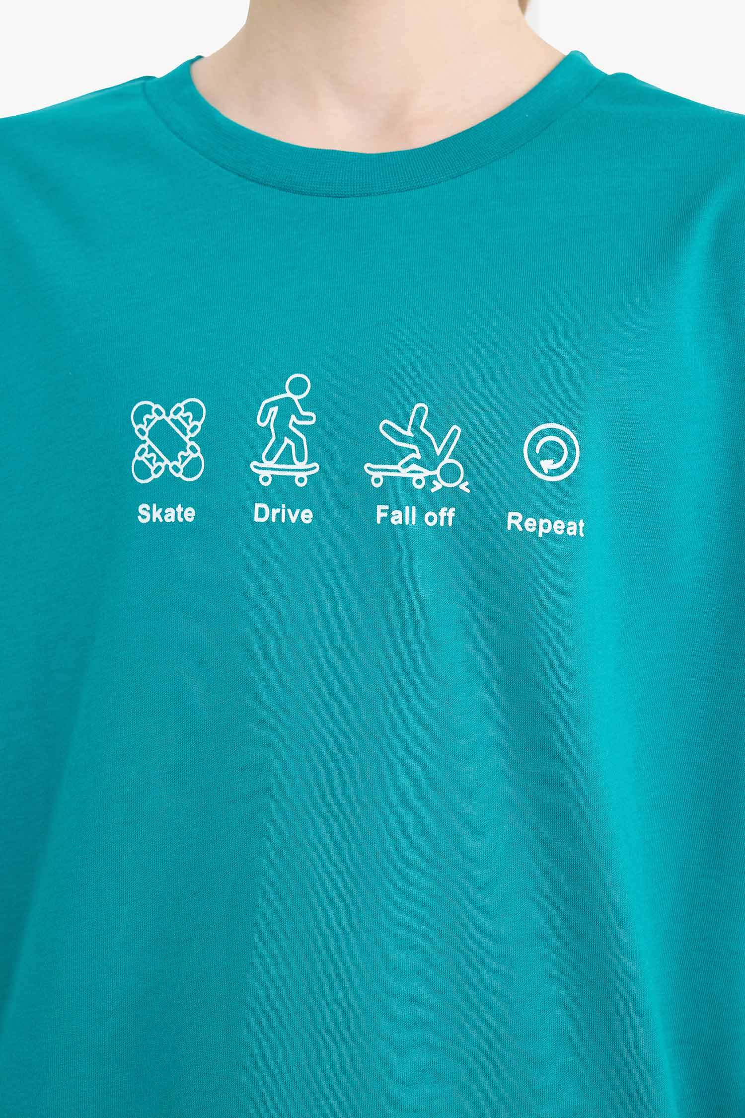 Erkek Çocuk Bisiklet Yaka Baskılı Kısa Kollu Tişört