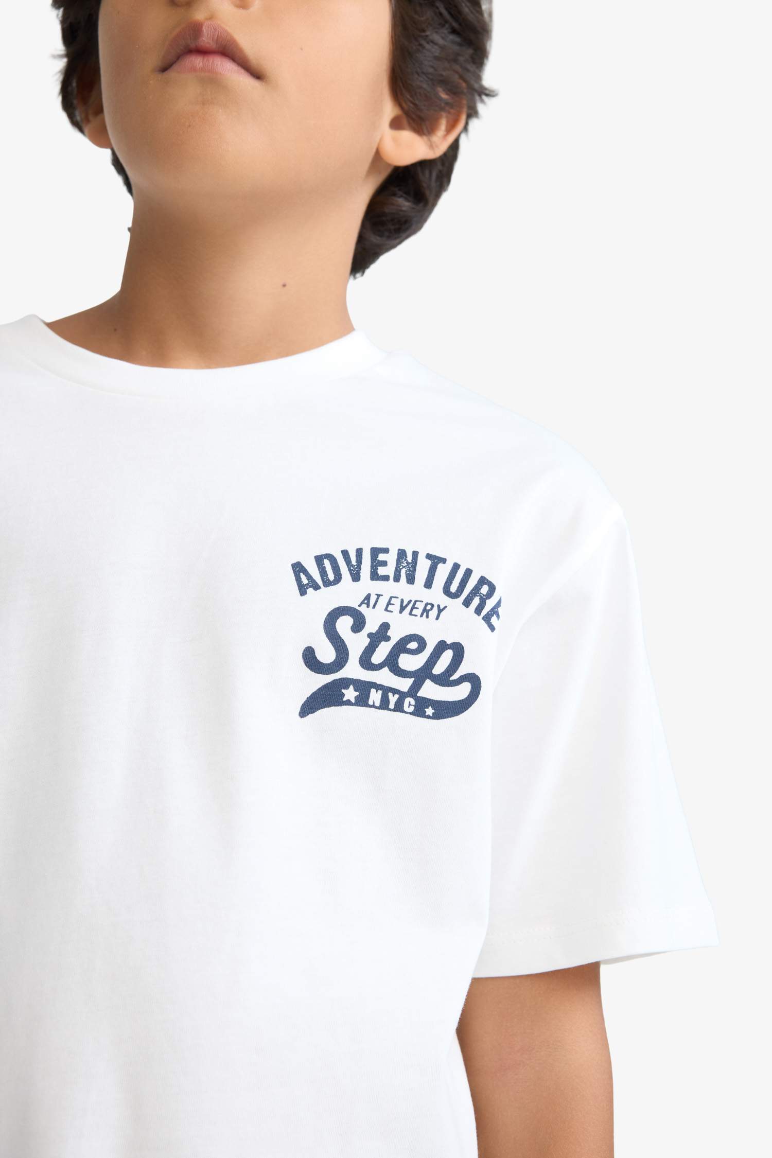 Erkek Çocuk Bisiklet Yaka Baskılı Kısa Kollu Tişört