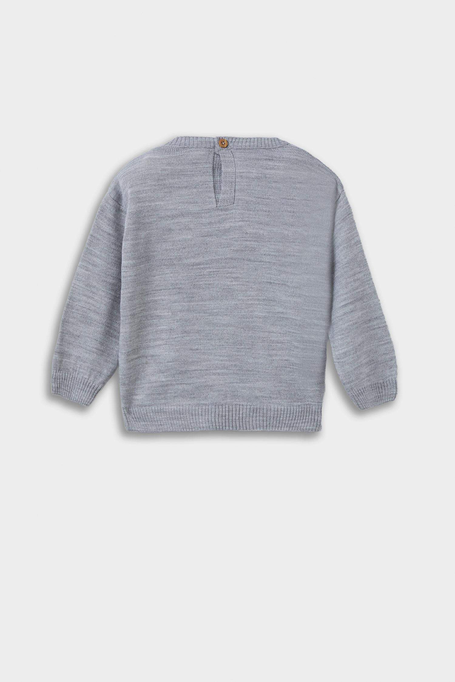 Erkek Bebek Bisiklet Yaka Araba Baskılı Triko Kazak