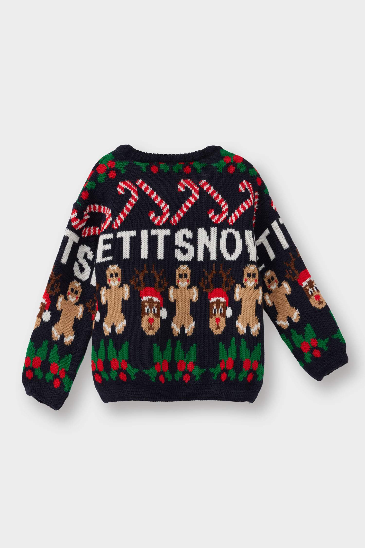 Erkek Bebek Yılbaşı Temalı Triko Kazak