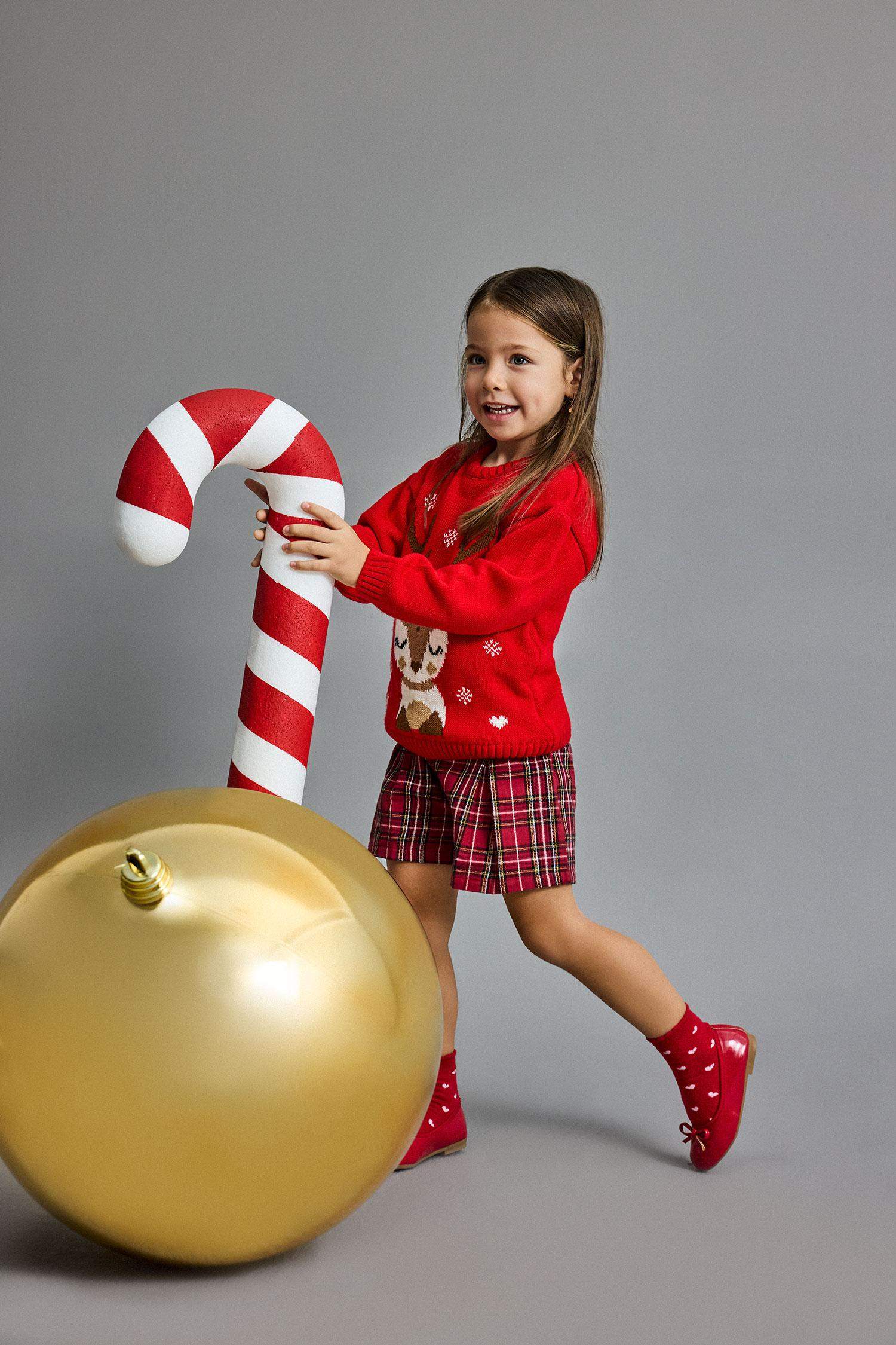 Baby Girl Regular Fit Crew Neck Christmas Pullover