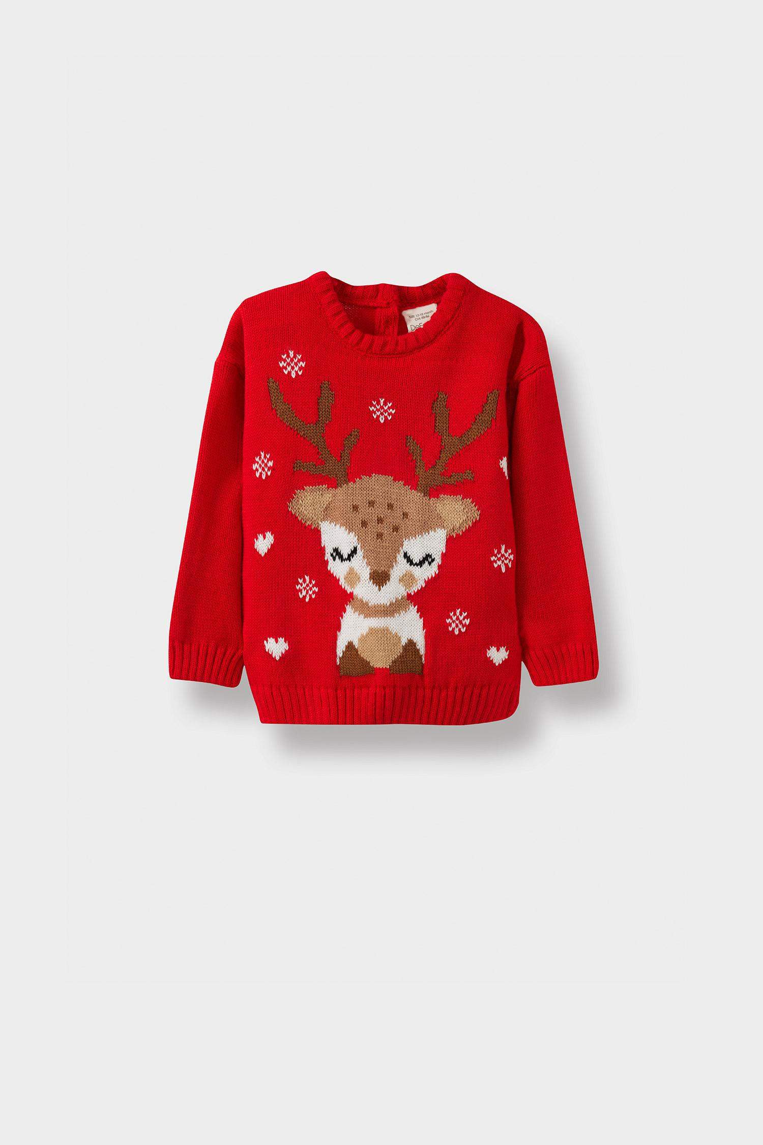 Baby Girl Regular Fit Crew Neck Christmas Pullover