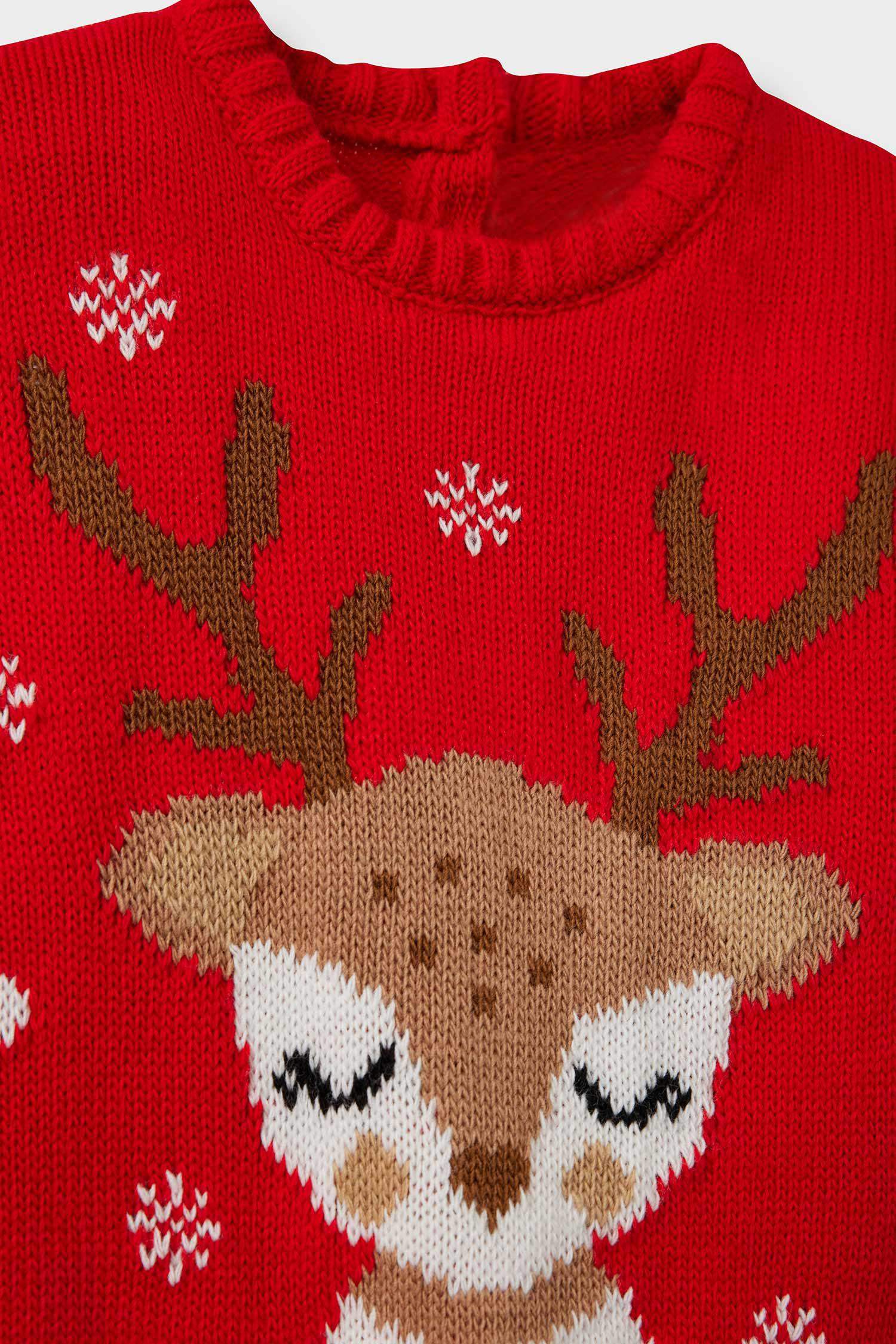 Baby Girl Regular Fit Crew Neck Christmas Pullover