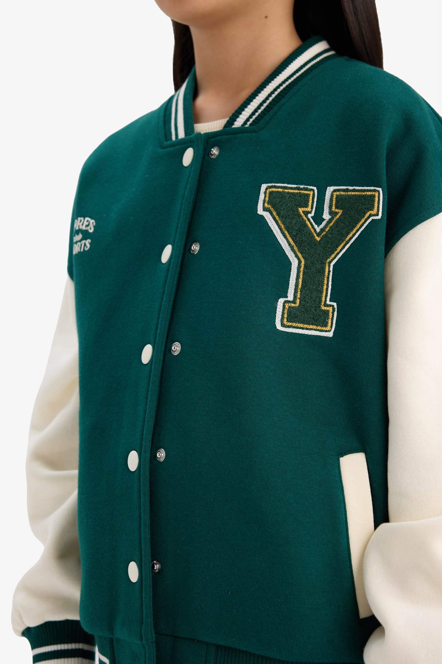 جاكيت بومبر بناتي تقيل اوفر سايز بياقة كوليج