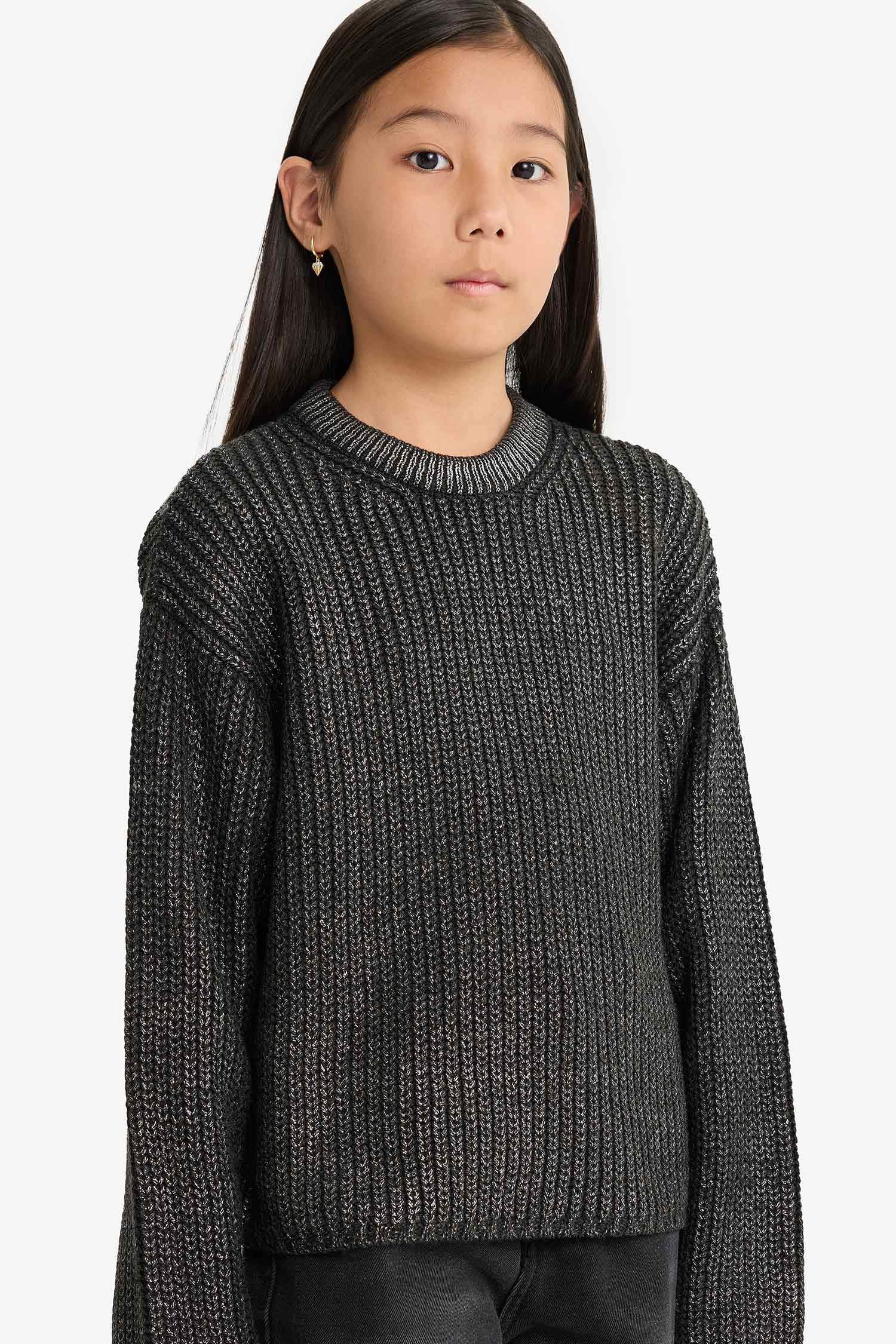 Kız Çocuk Bisiklet Yaka Triko Kazak