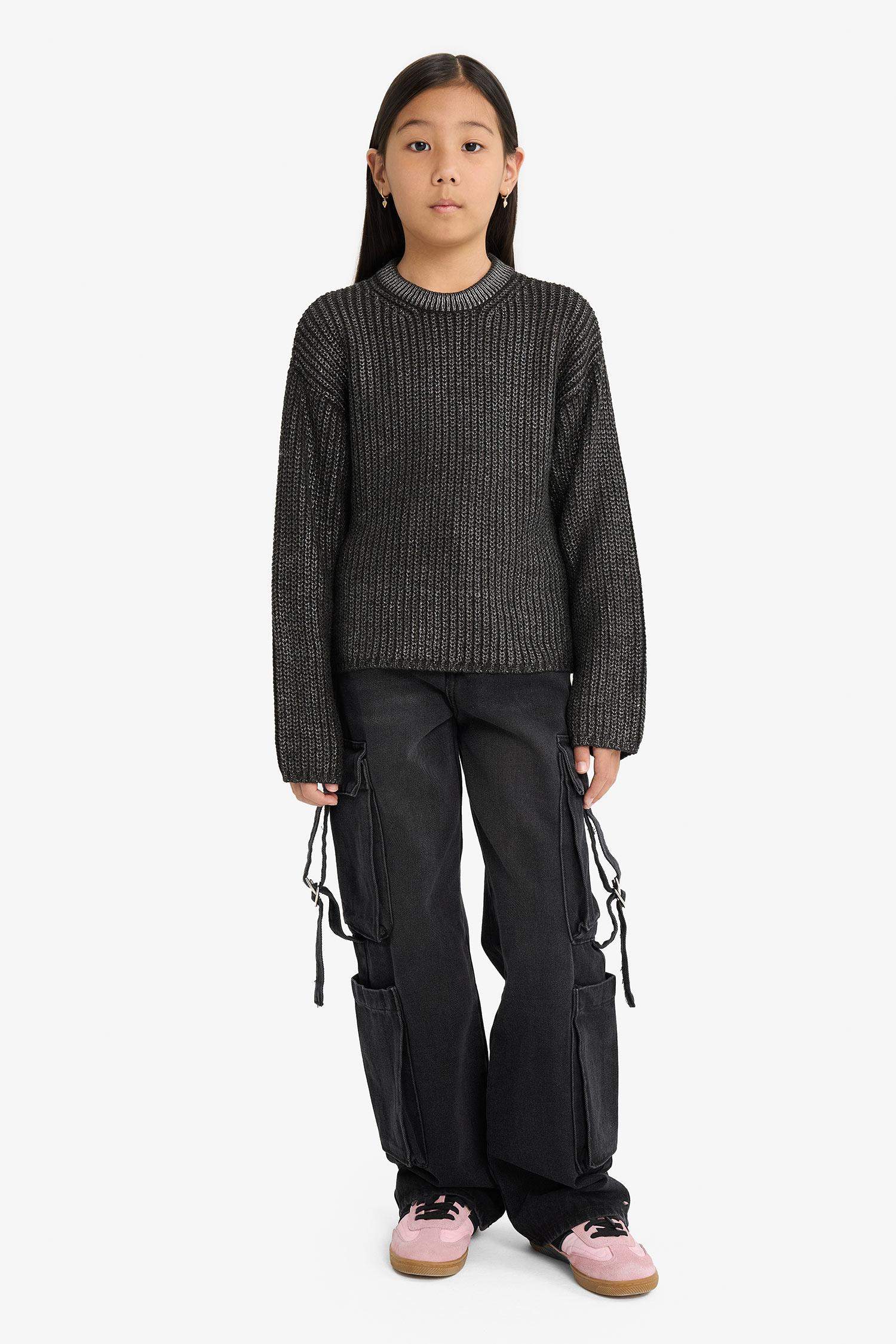 Kız Çocuk Bisiklet Yaka Triko Kazak