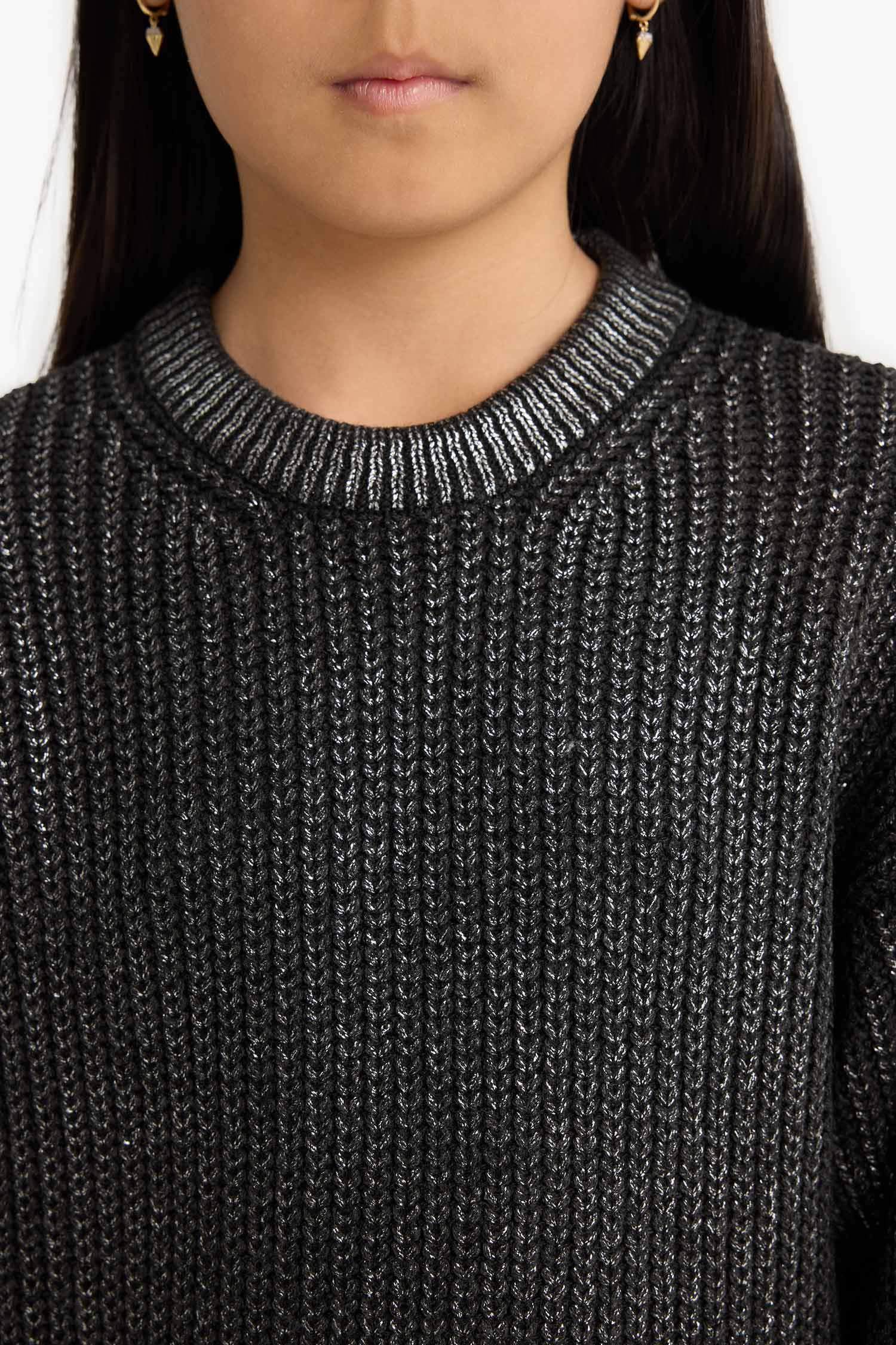 Kız Çocuk Bisiklet Yaka Triko Kazak