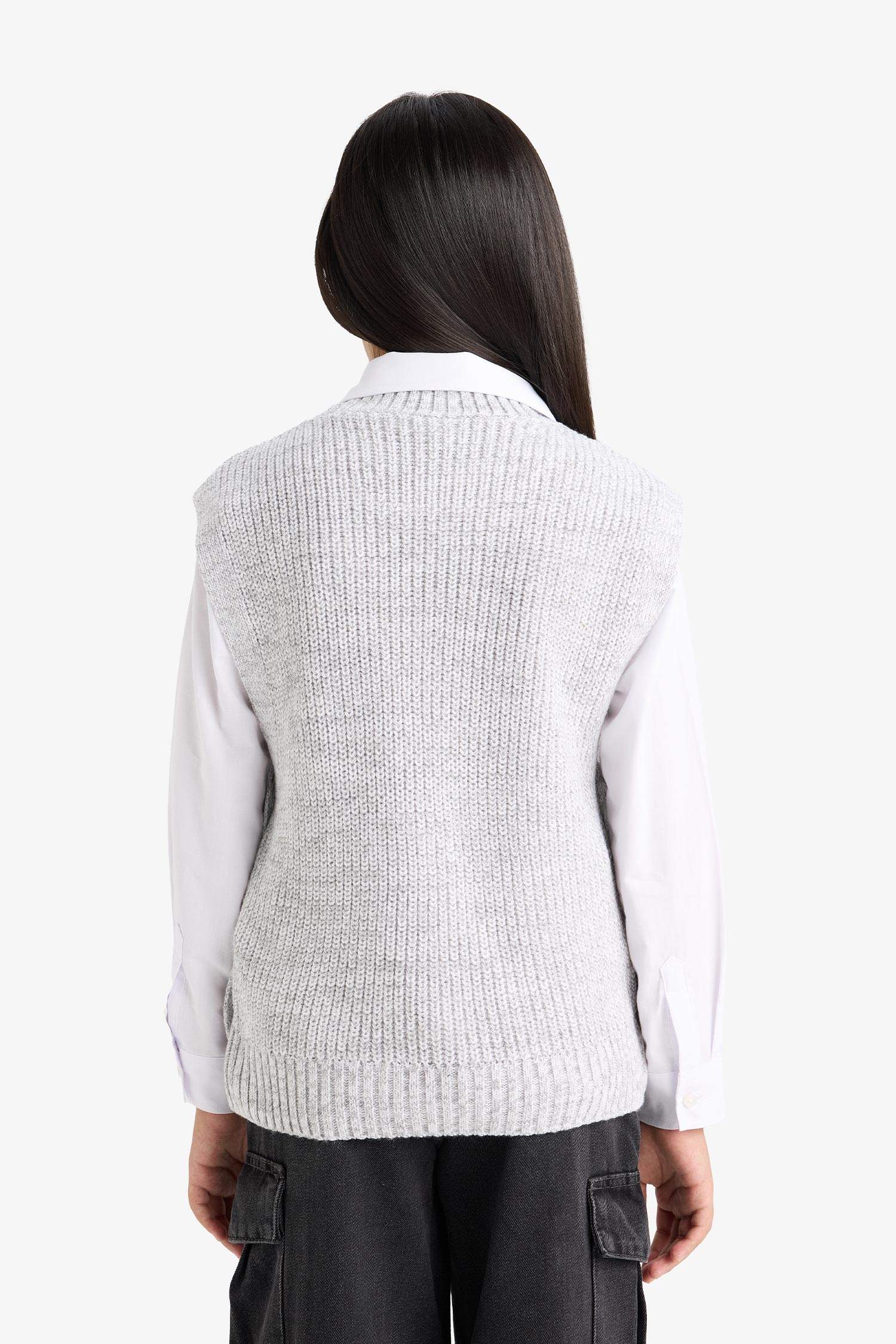 Pull sans manches en tricot à col rond