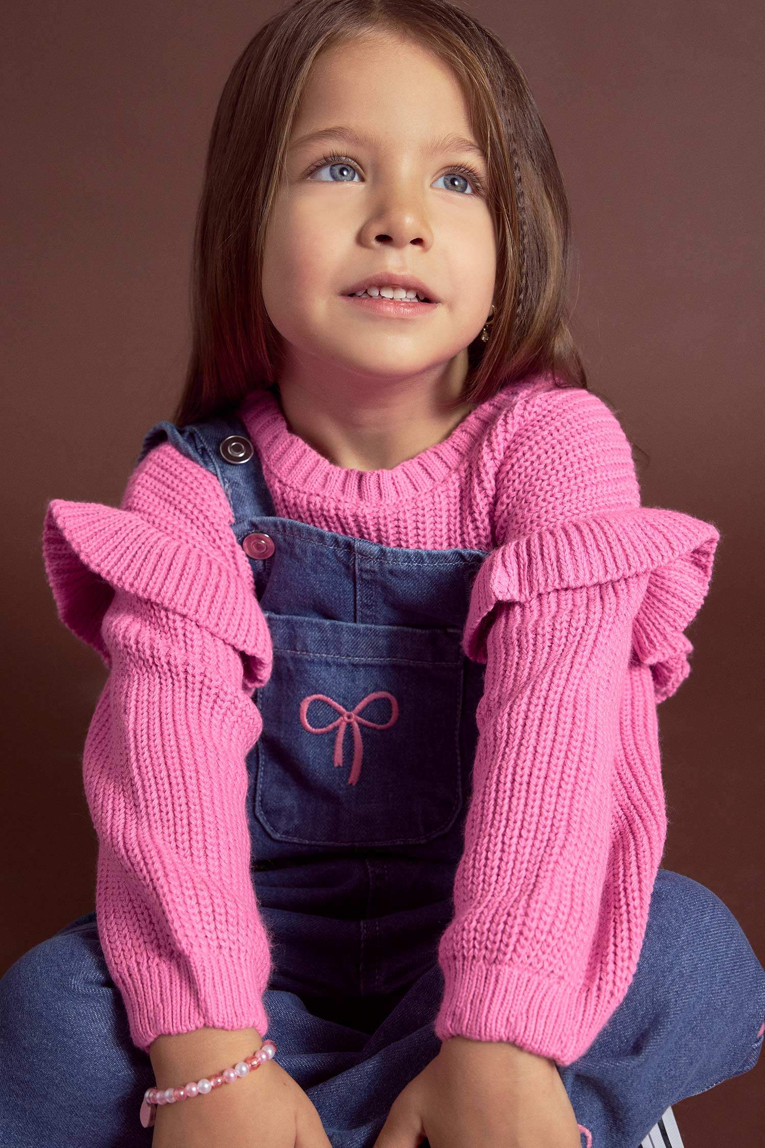 Kız Bebek Bisiklet Yaka Triko Kazak