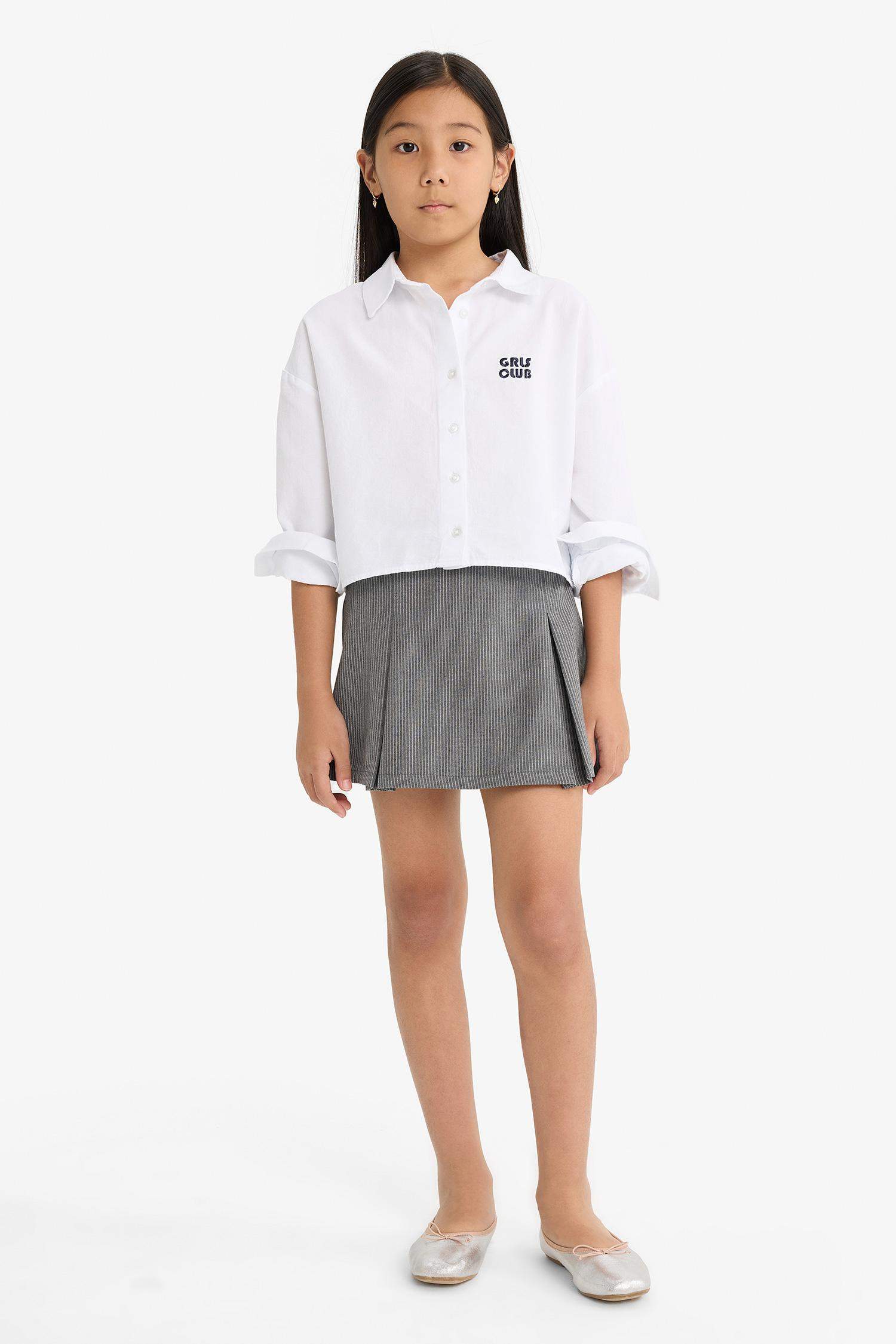 Girl Elastic Waist Poplin Skort