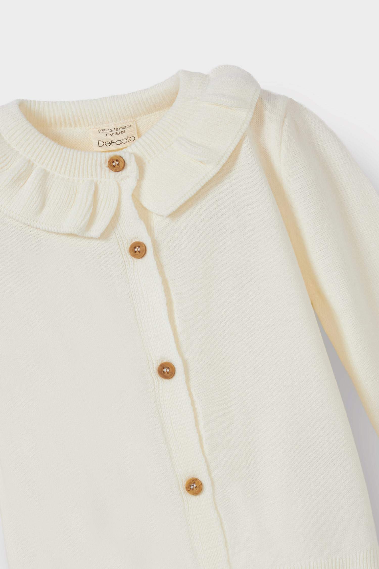 Baby Girl Regular Fit Frilly Neck Knit Cardigan