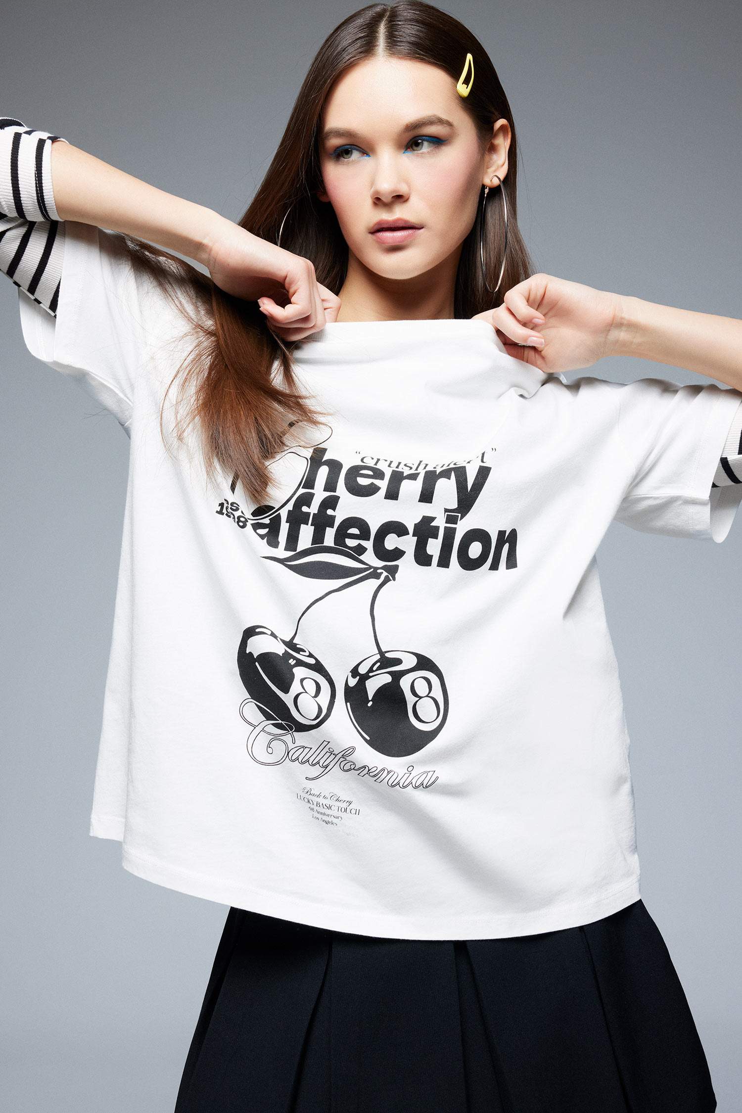 Coool Oversize Geniş Kalıp Bisiklet Yaka Baskılı Kısa Kollu Tişört