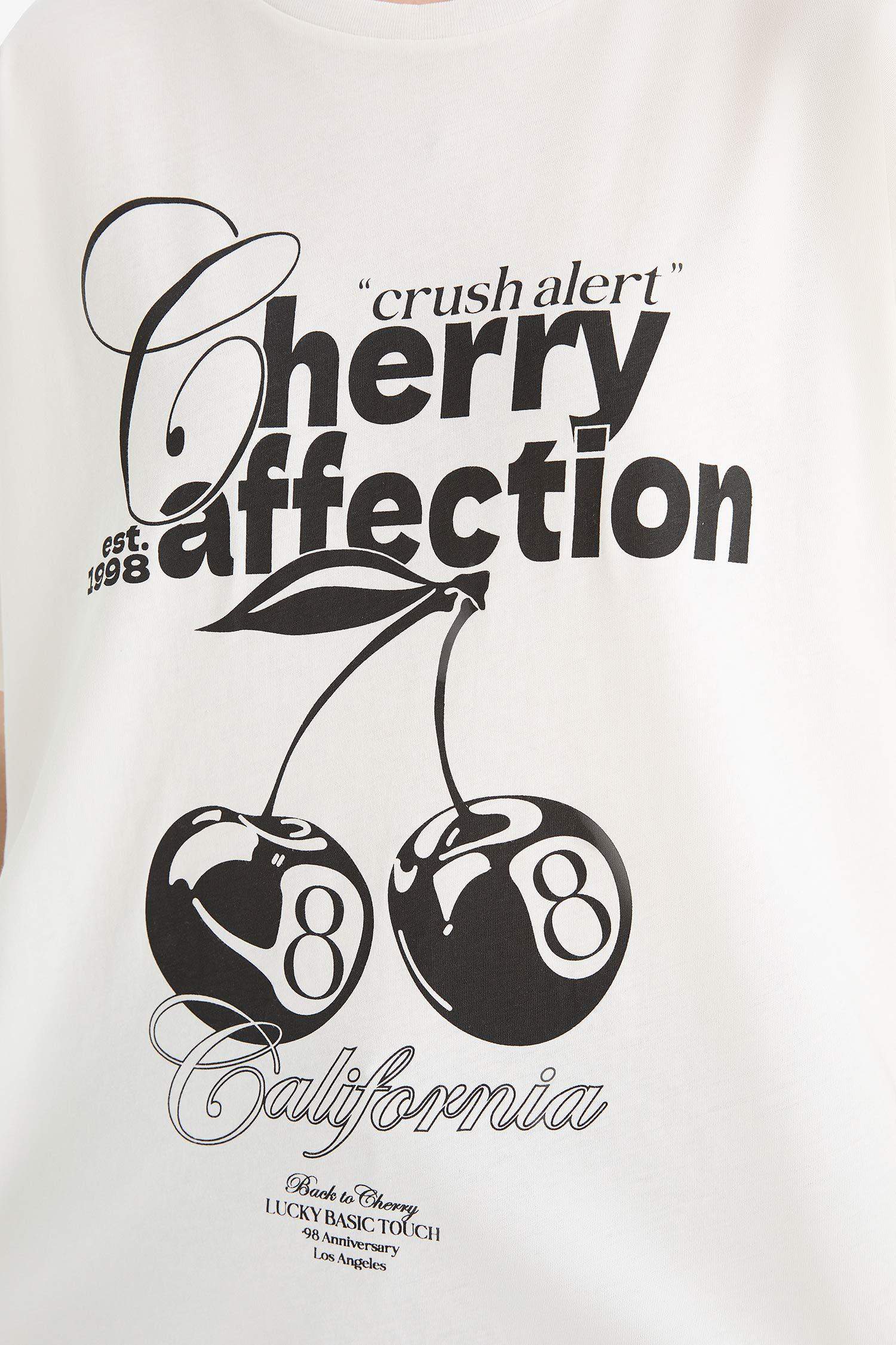 Coool Oversize Geniş Kalıp Bisiklet Yaka Baskılı Kısa Kollu Tişört