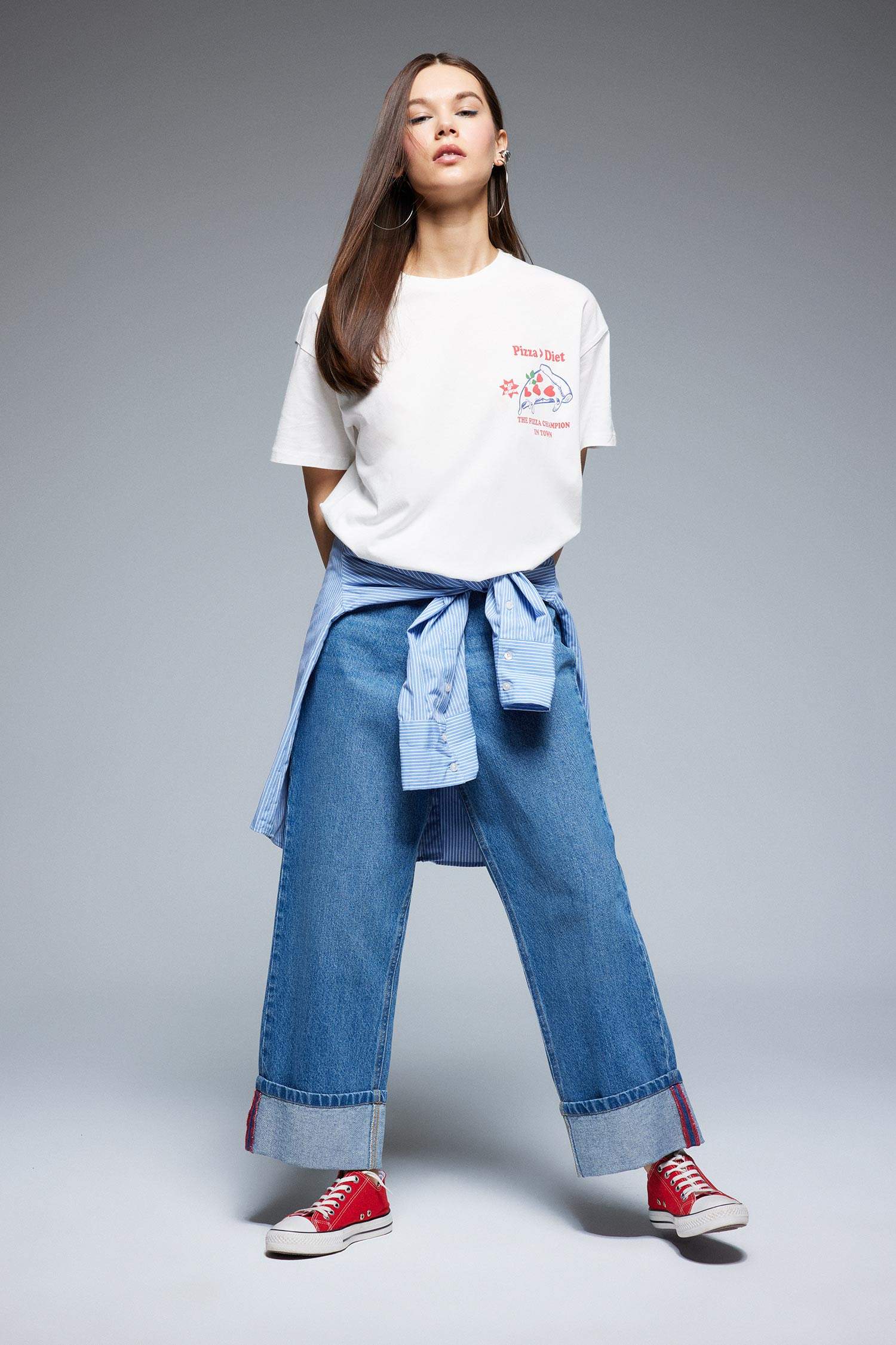 Oversize Fit Crew Neck Back Printed T-Shirt