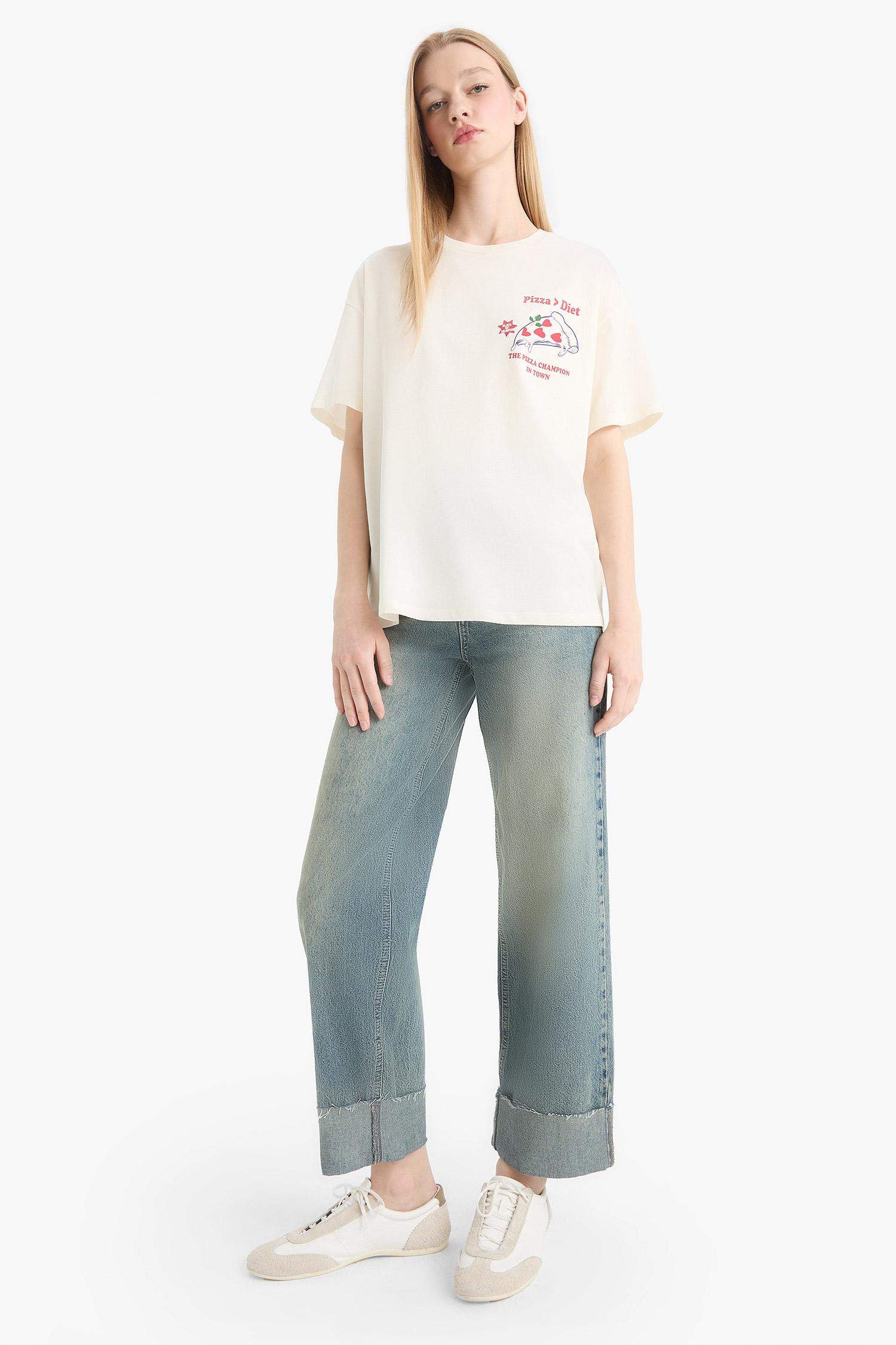 Oversize Fit Crew Neck Back Printed T-Shirt